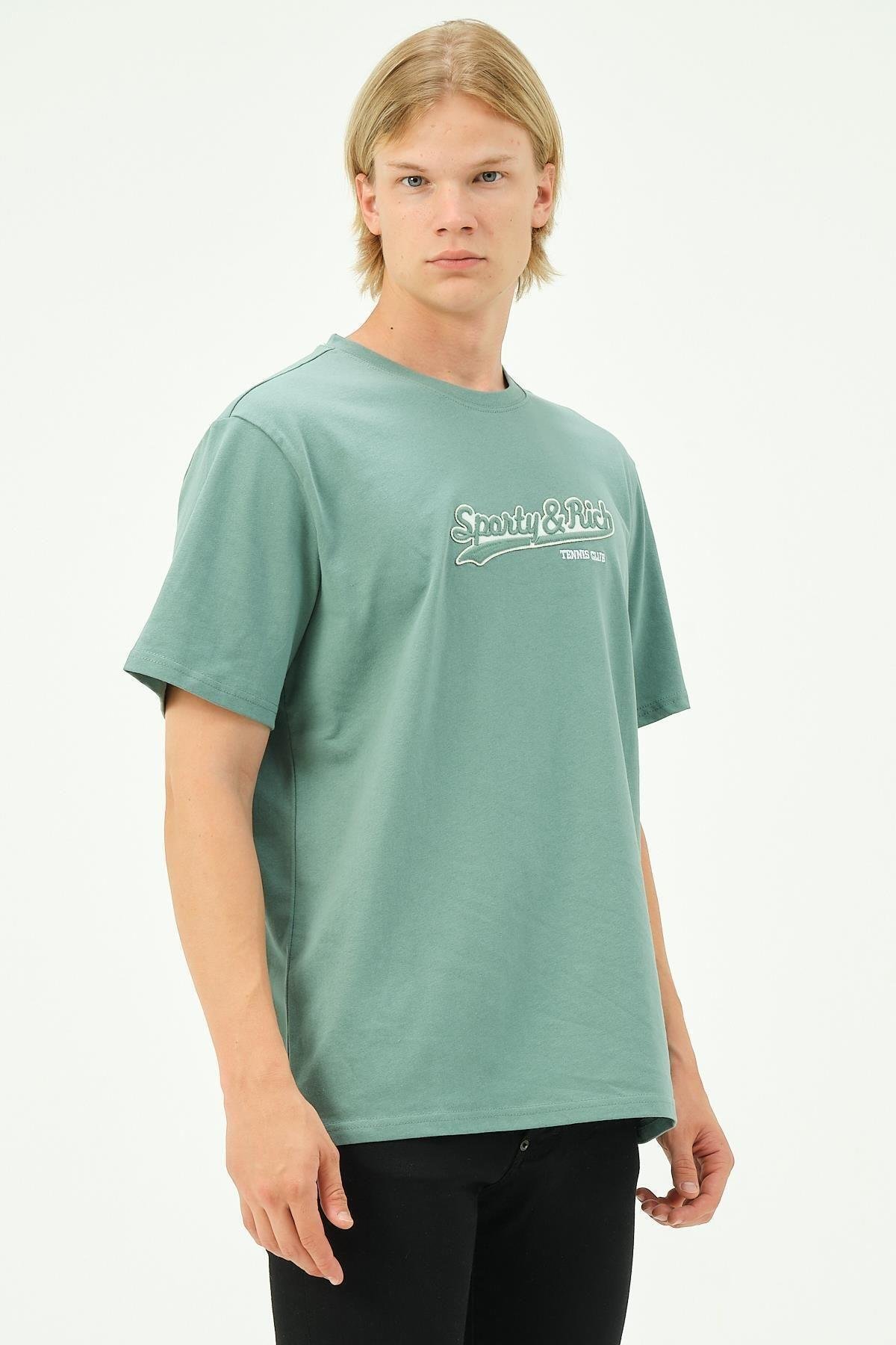 Erkek Nakış Baskılı Spor Oversize Tişört tshirt