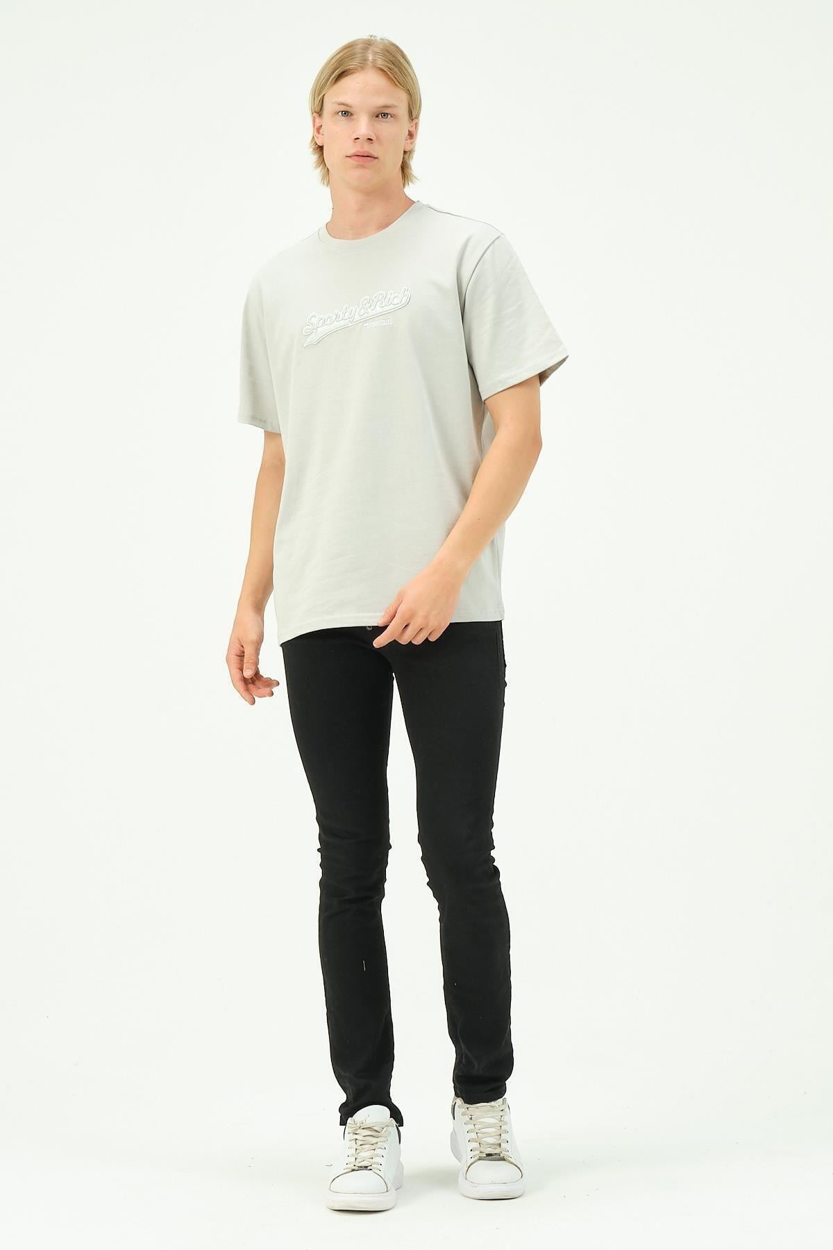 Erkek Nakış Baskılı Spor Oversize Tişört tshirt