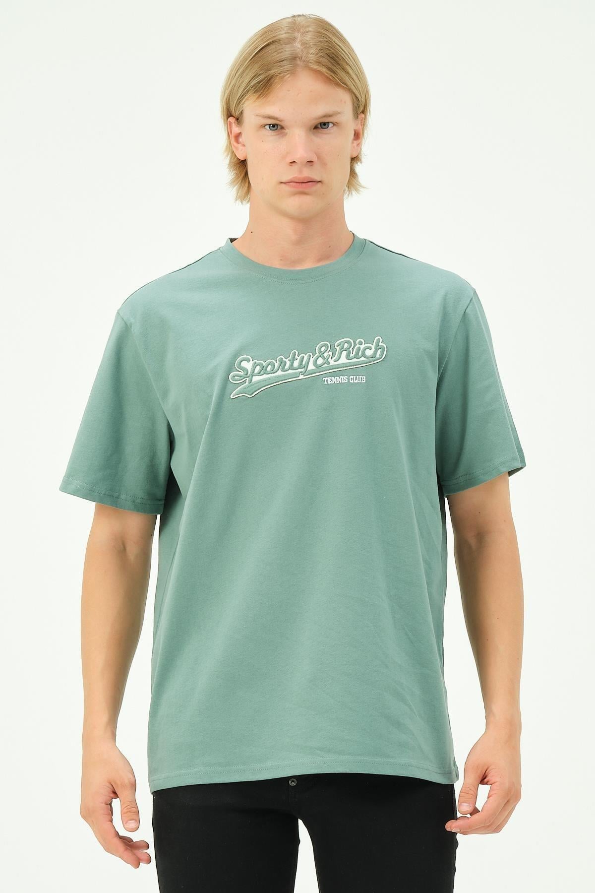 Erkek Nakış Baskılı Spor Oversize Tişört tshirt