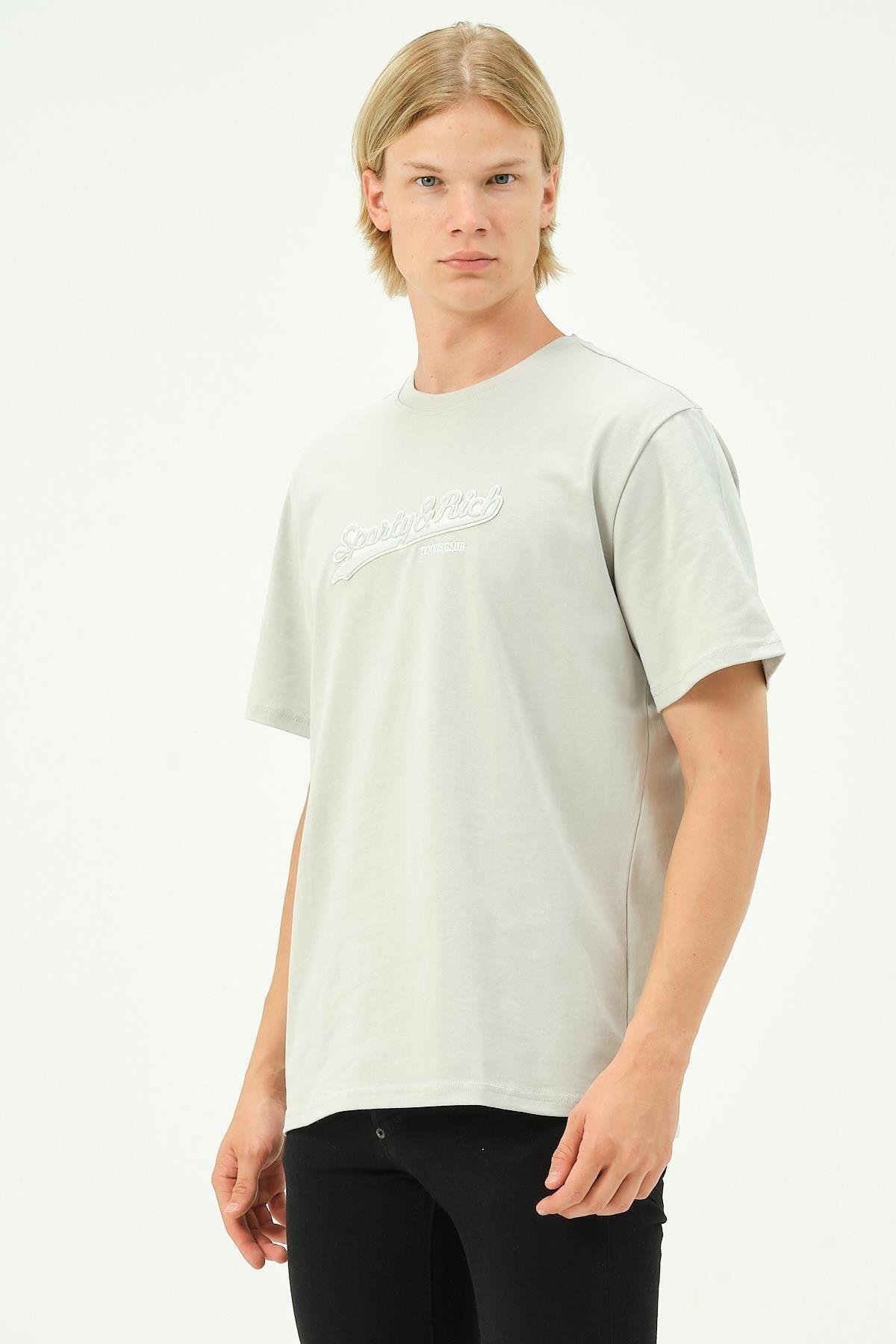 Erkek Nakış Baskılı Spor Oversize Tişört tshirt
