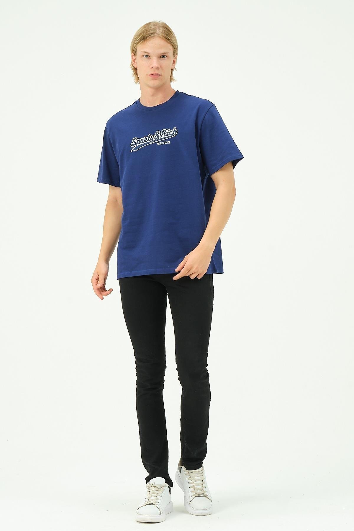 Erkek Nakış Baskılı Spor Oversize Tişört tshirt