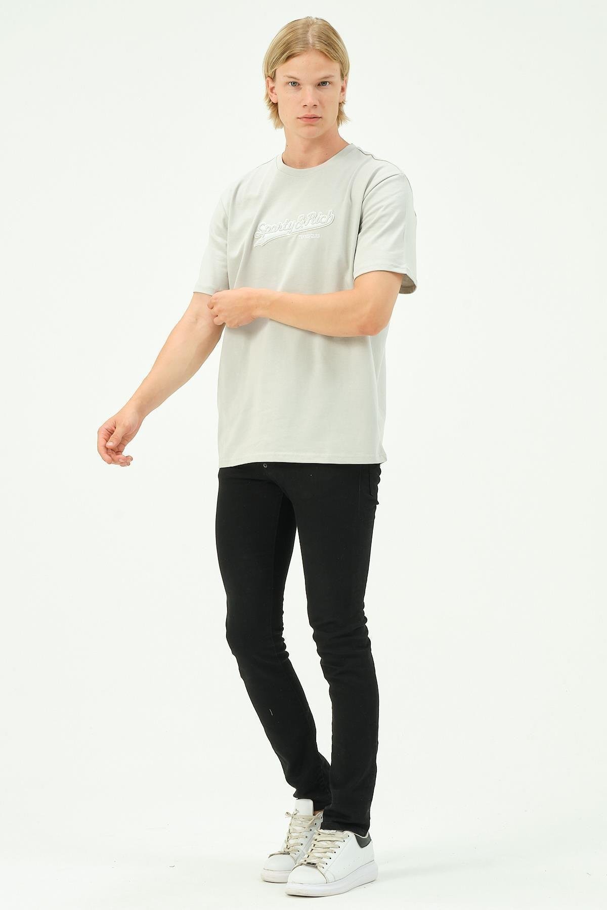 Erkek Nakış Baskılı Spor Oversize Tişört tshirt