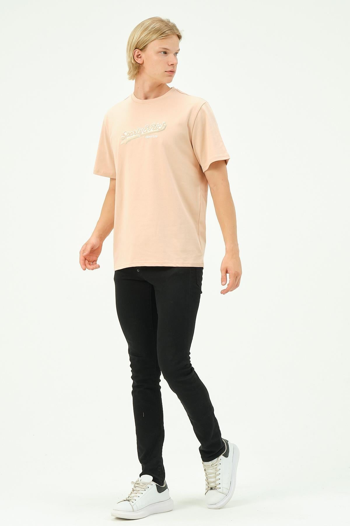 Erkek Nakış Baskılı Spor Oversize Tişört tshirt