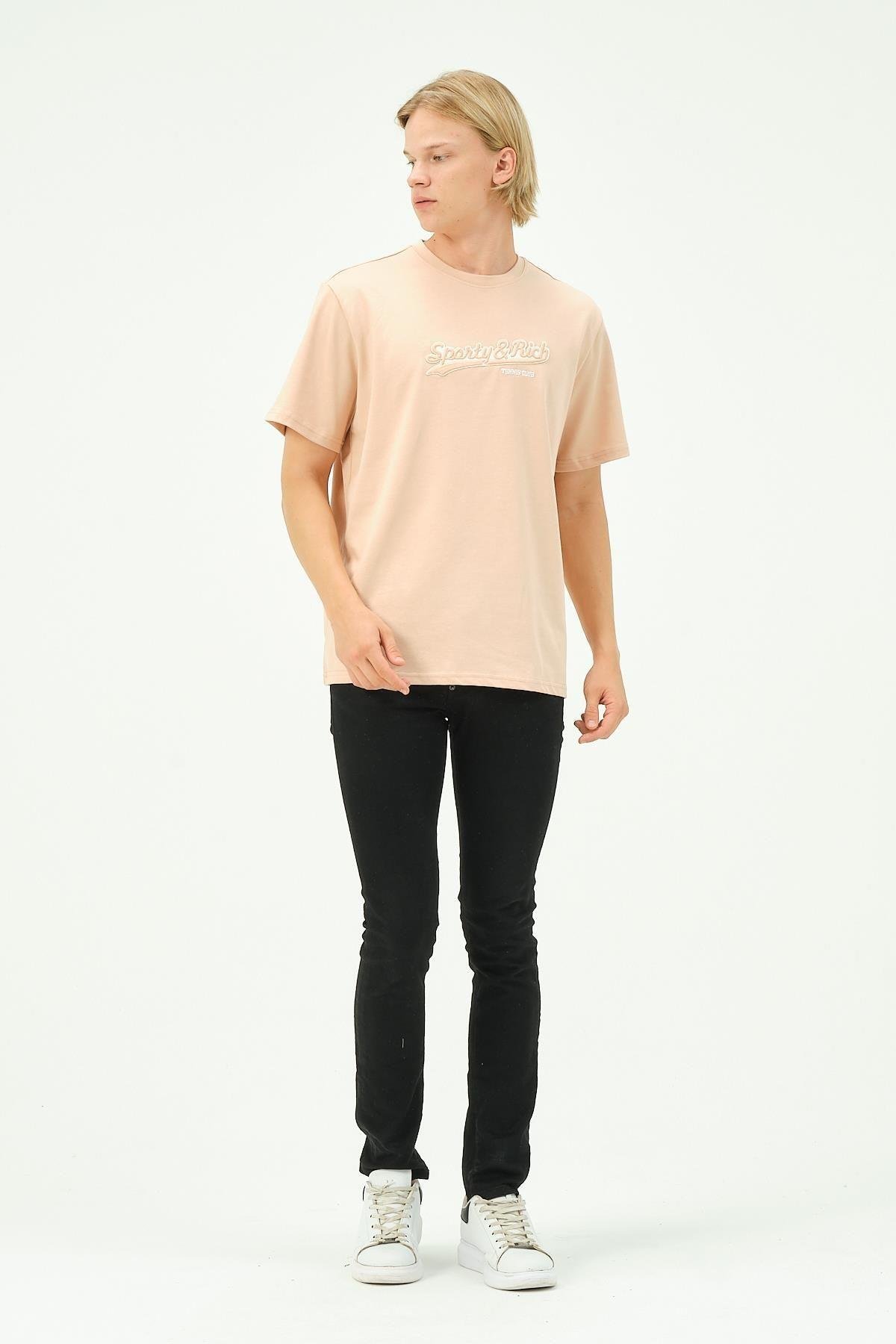 Erkek Nakış Baskılı Spor Oversize Tişört tshirt