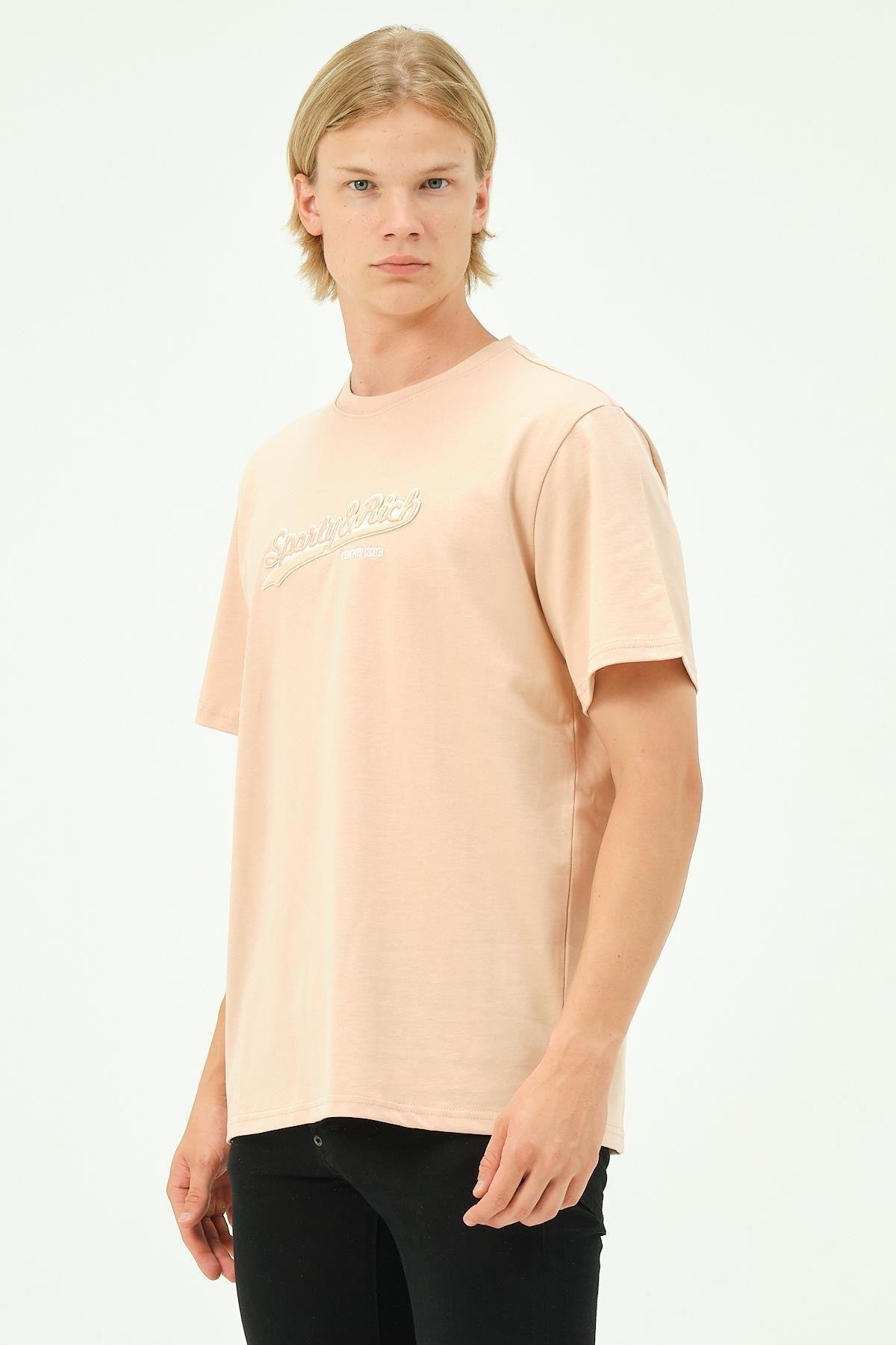 Erkek Nakış Baskılı Spor Oversize Tişört tshirt