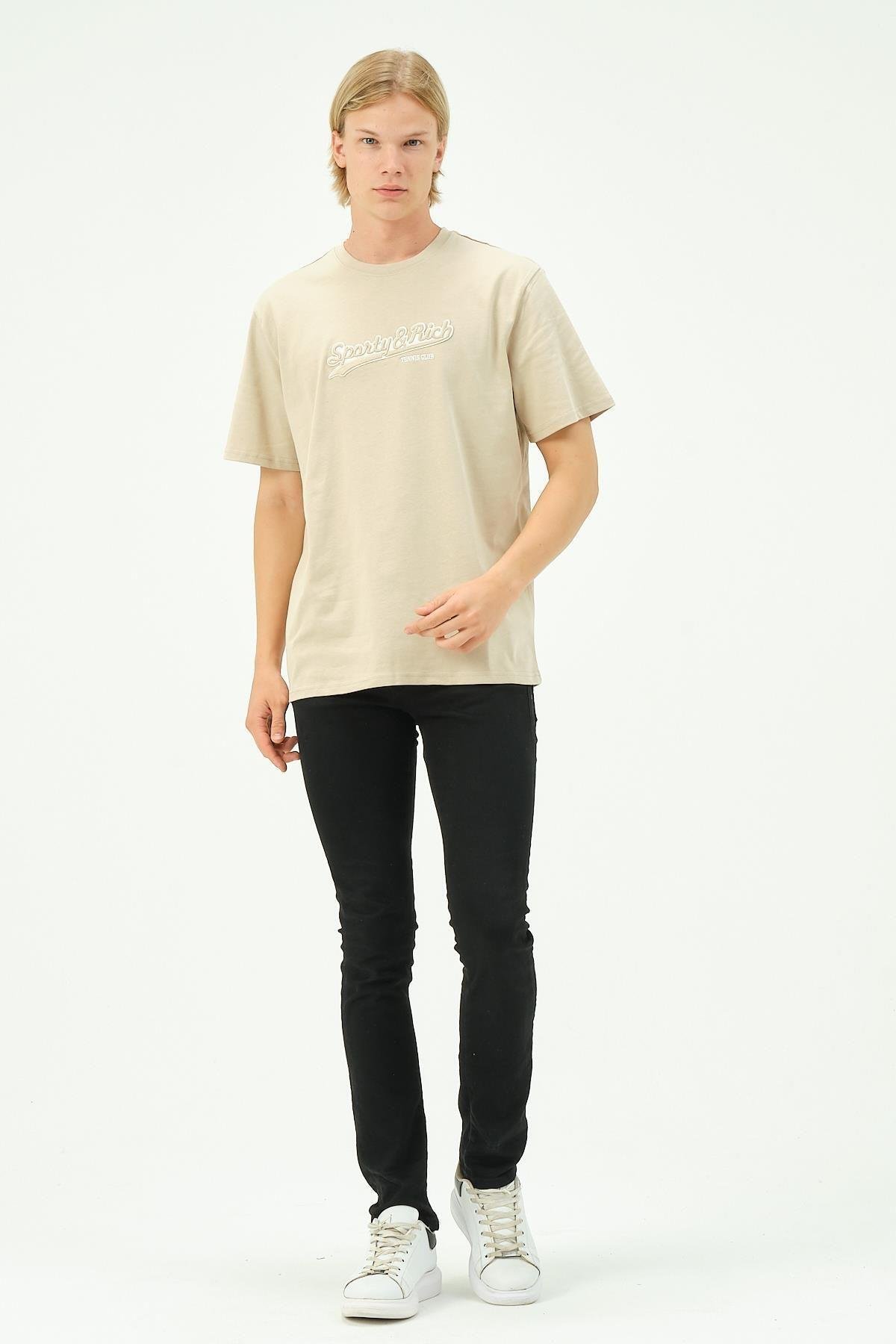 Erkek Nakış Baskılı Spor Oversize Tişört tshirt