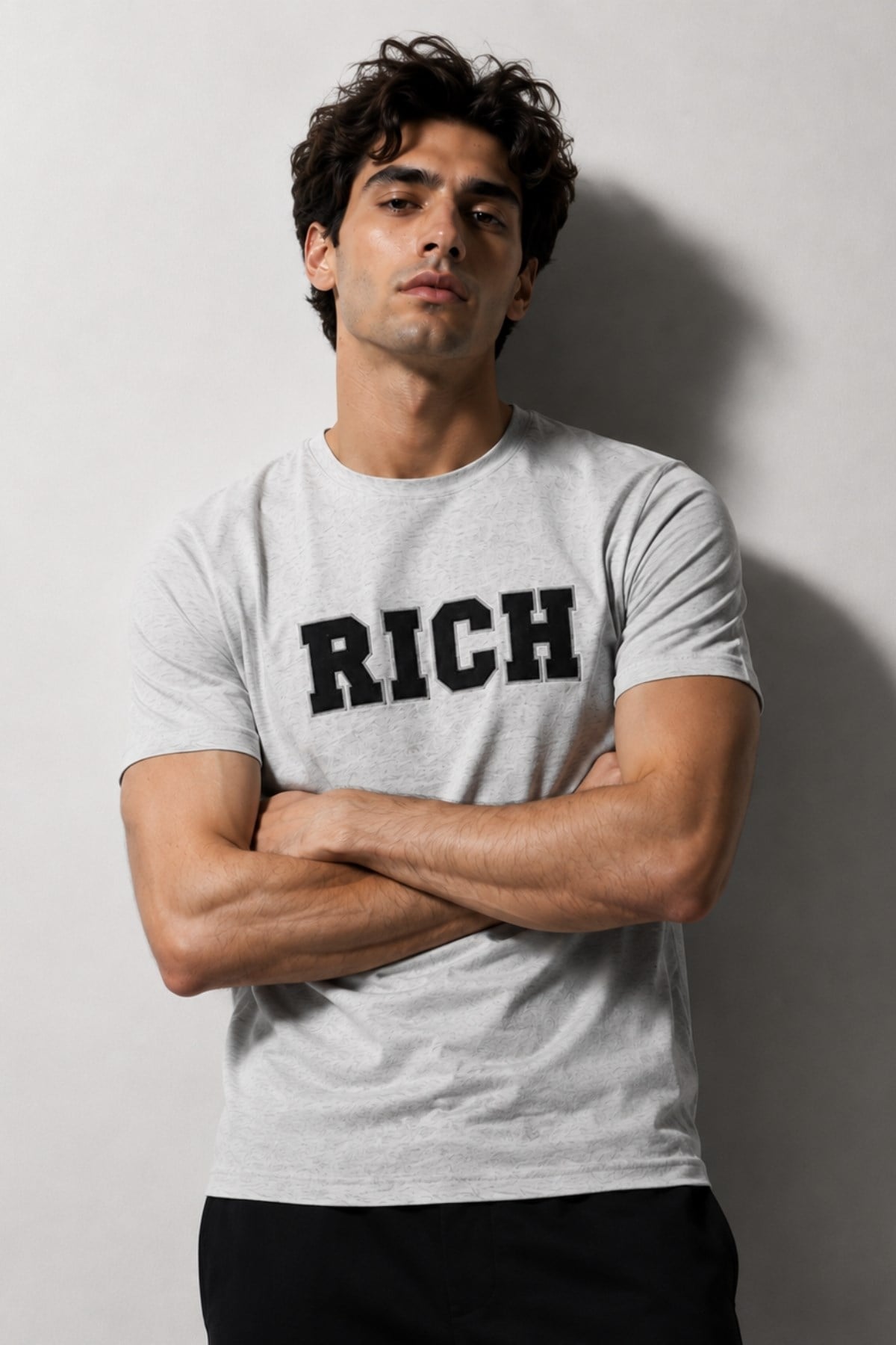 Erkek Nakış Baskılı T-shirt