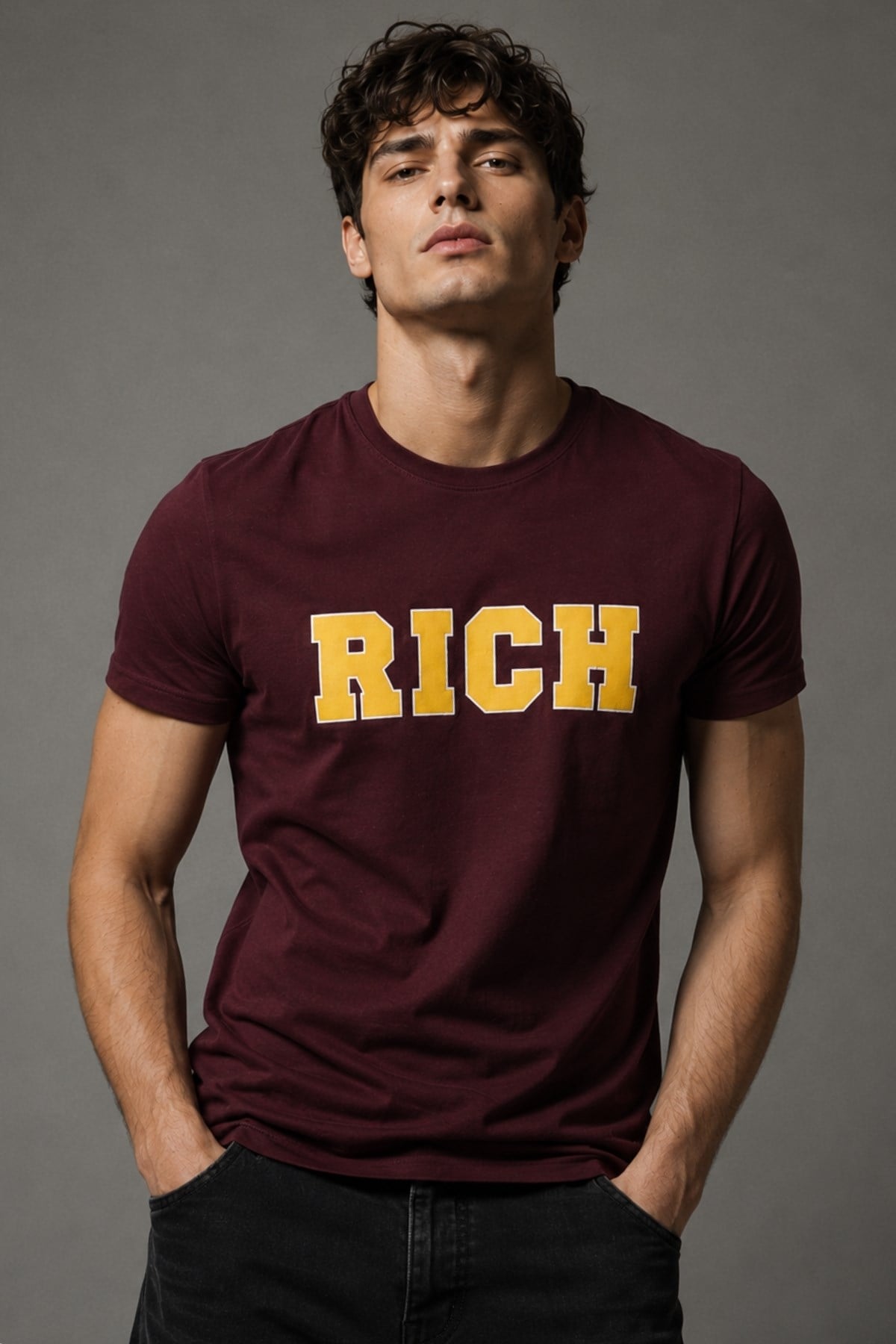 Erkek Nakış Baskılı T-shirt