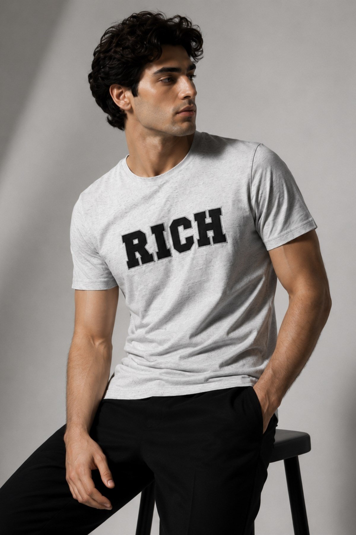 Erkek Nakış Baskılı T-shirt