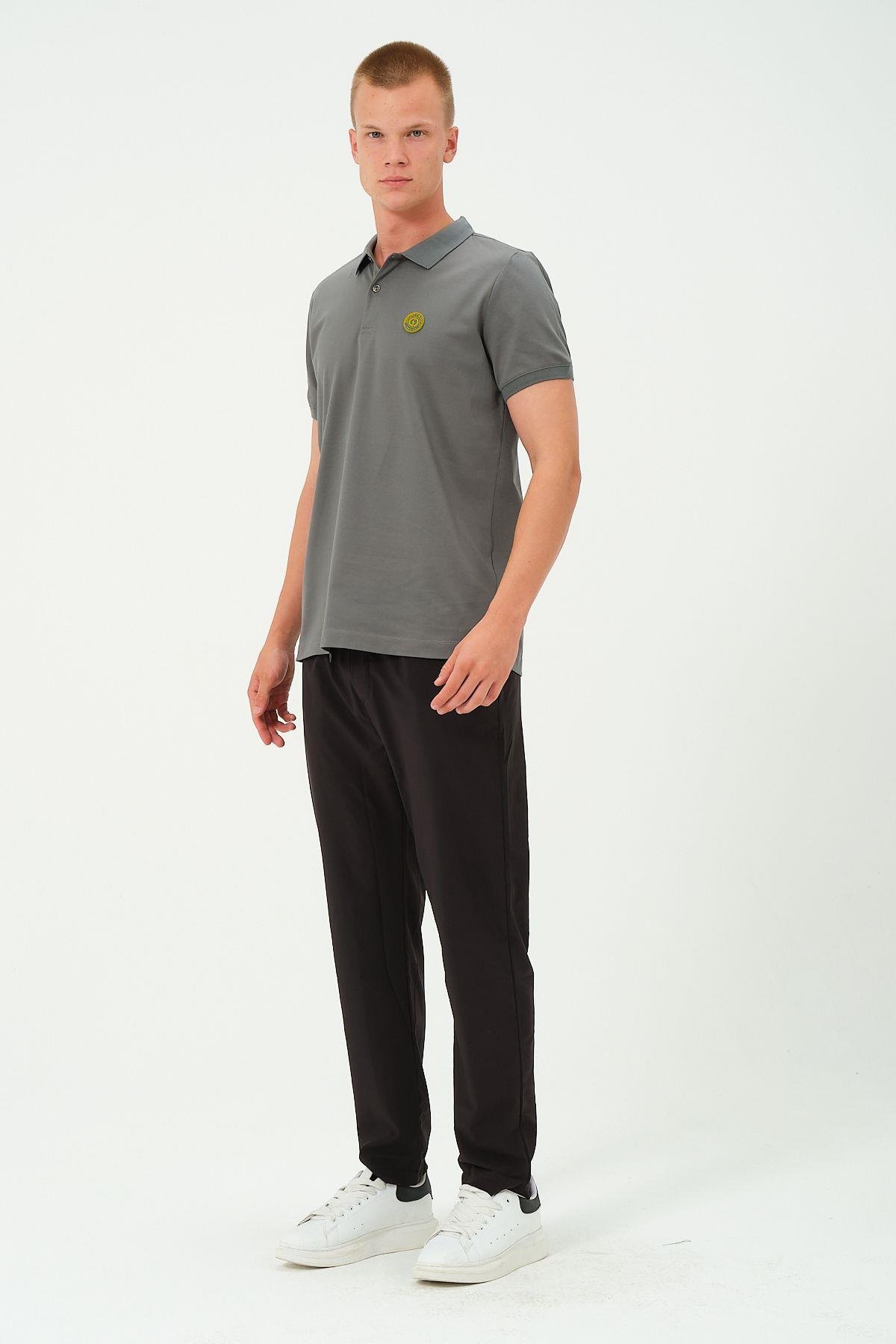 Erkek Polo Yaka Tişört Rahat Kesim Baskılı T-shirt