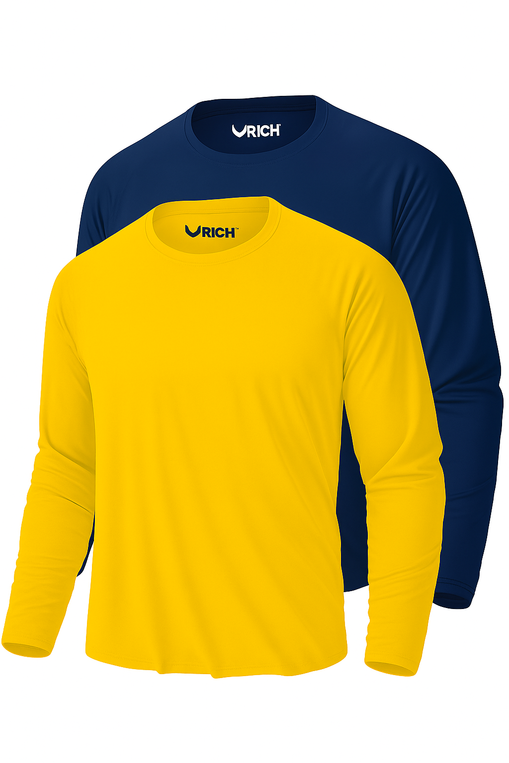 Erkek Sarı-Lacivert 2'li Paket Basic Uzun Kollu Sporcu Body