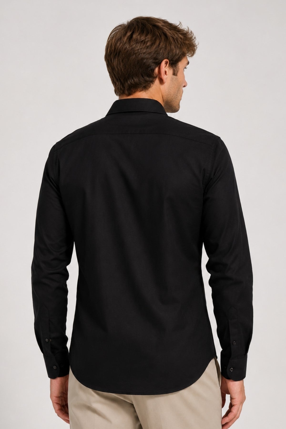Erkek Siyah Comfort Fit Uzun Kollu Gömlek