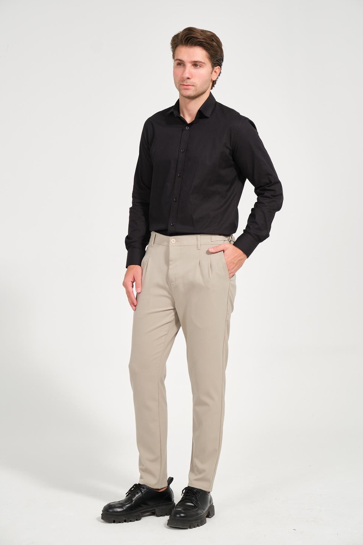 Erkek Siyah Comfort Fit Uzun Kollu Gömlek
