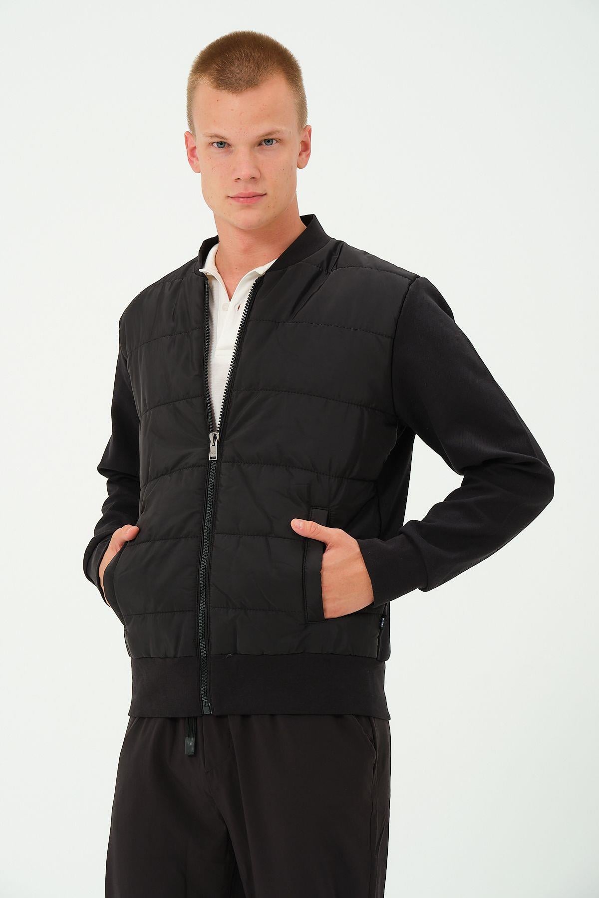 Erkek Siyah Oversize Rüzgar Geçirmez Kışlık Şişme Mont Ceket
