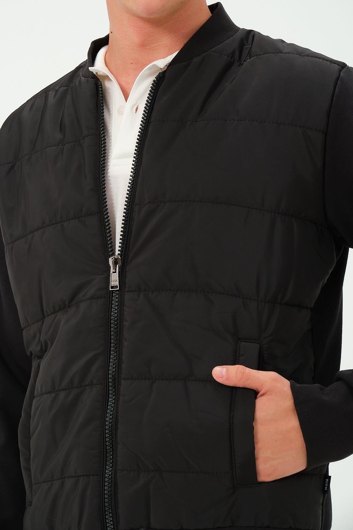 Erkek Siyah Oversize Rüzgar Geçirmez Kışlık Şişme Mont Ceket