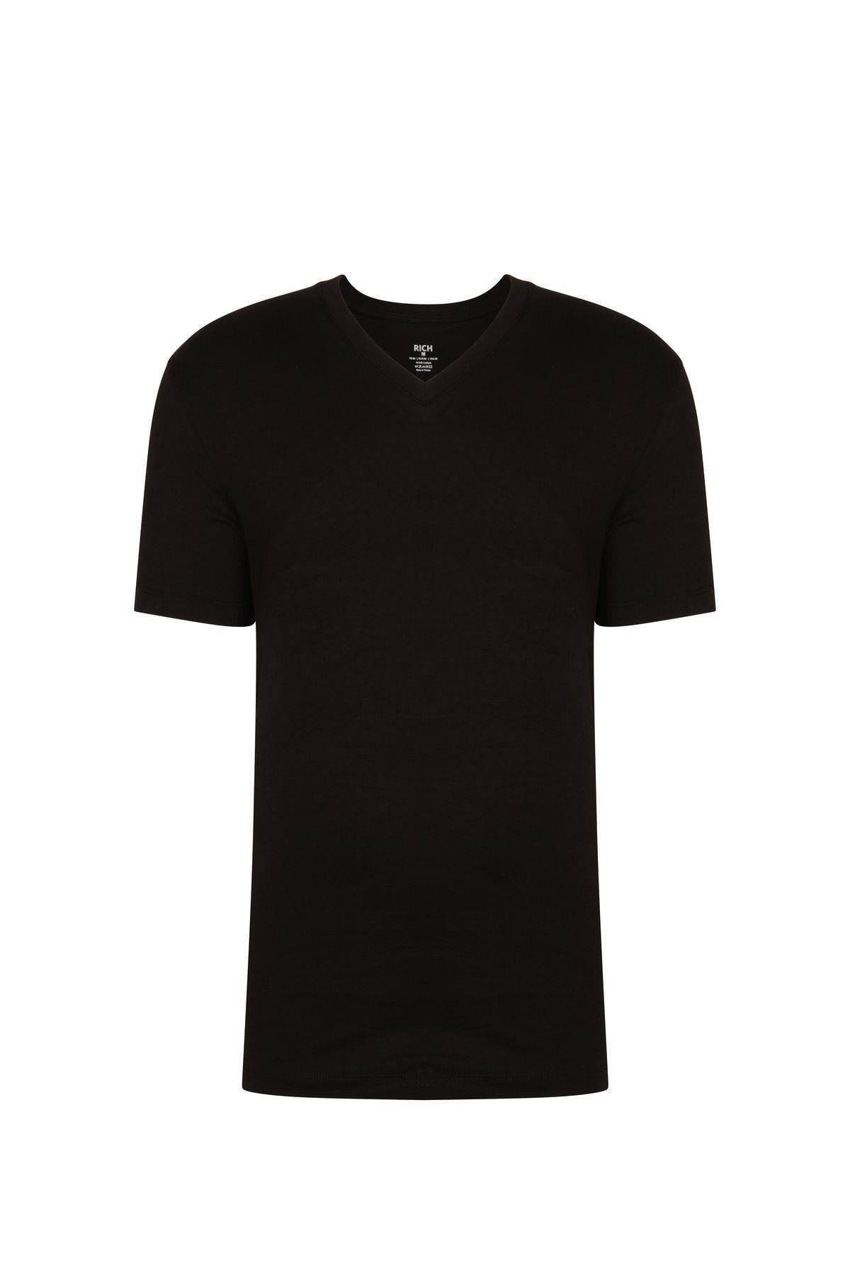 Erkek V Yaka 4'lü Paket Basic Kısa Kollu T-Shirt