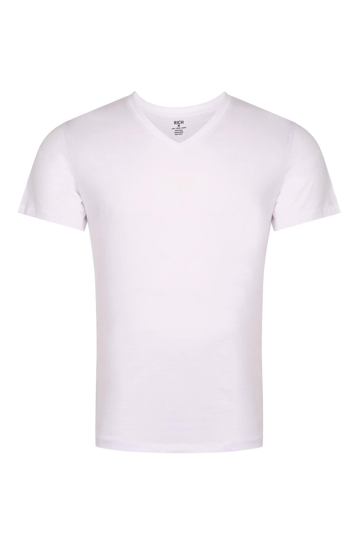 Erkek V Yaka 4'lü Paket Basic Kısa Kollu T-Shirt