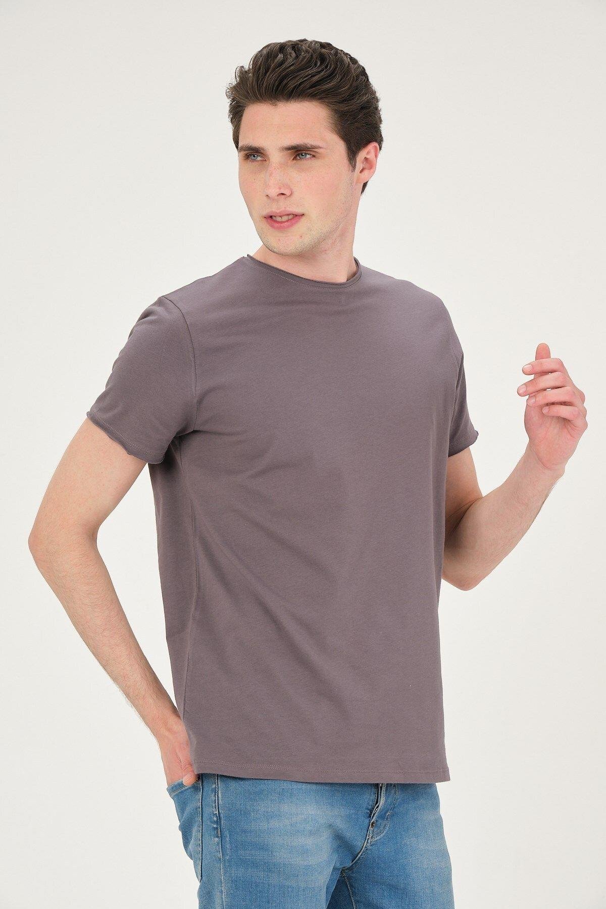 Erkek Yıkamalı Basic T-shirt Tişört %100 Pamuk Tişört