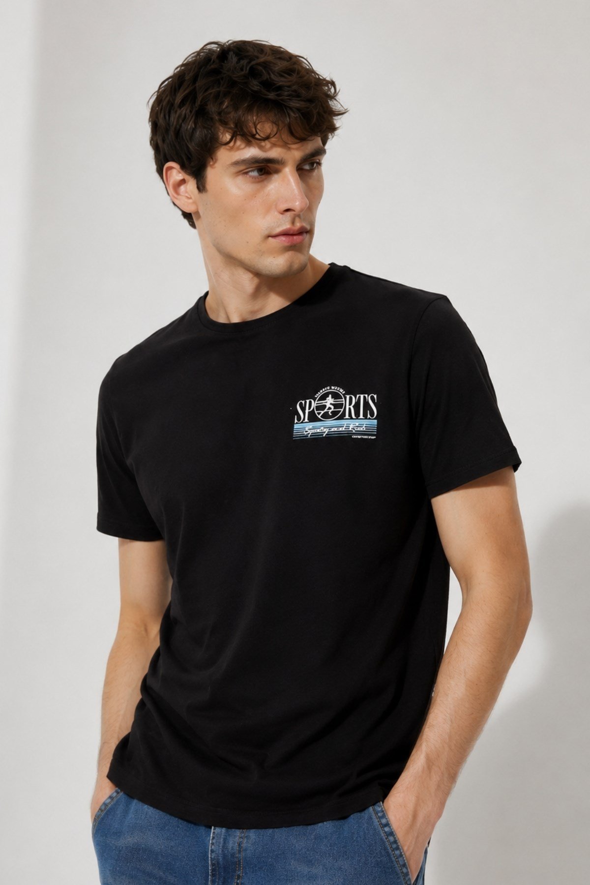 Erkek Yıkamalı Basic T-shirt Tişört %100 Pamuk Tişört