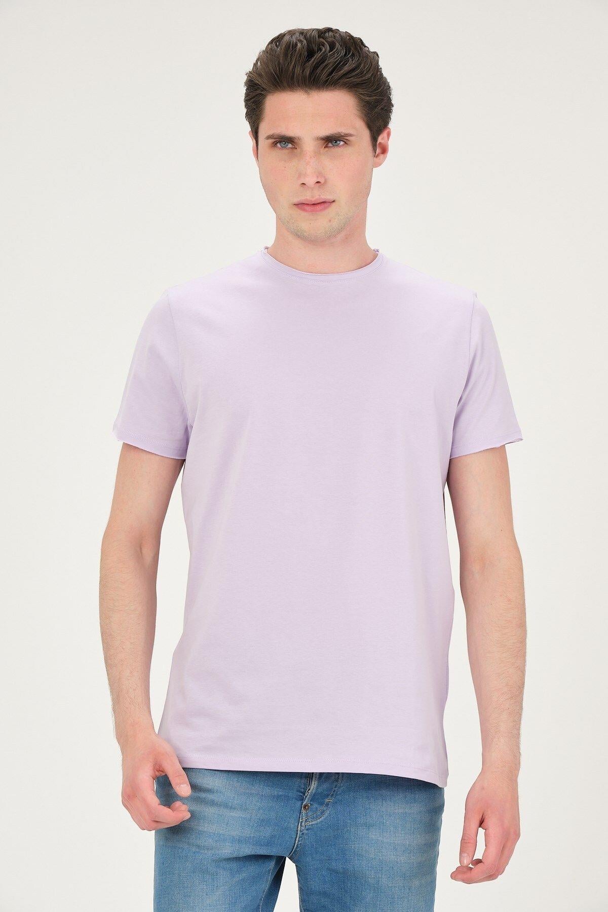 Erkek Yıkamalı Basic T-shirt Tişört %100 Pamuk Tişört