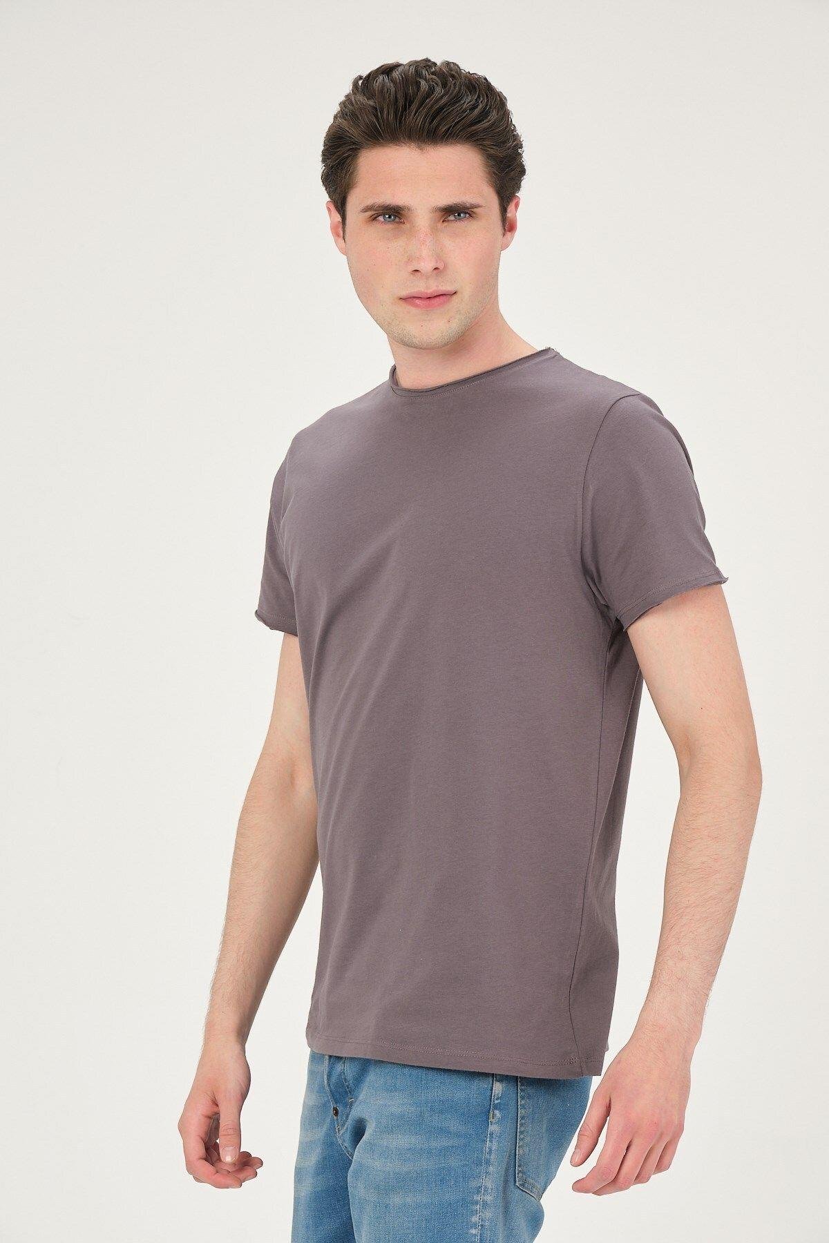 Erkek Yıkamalı Basic T-shirt Tişört %100 Pamuk Tişört