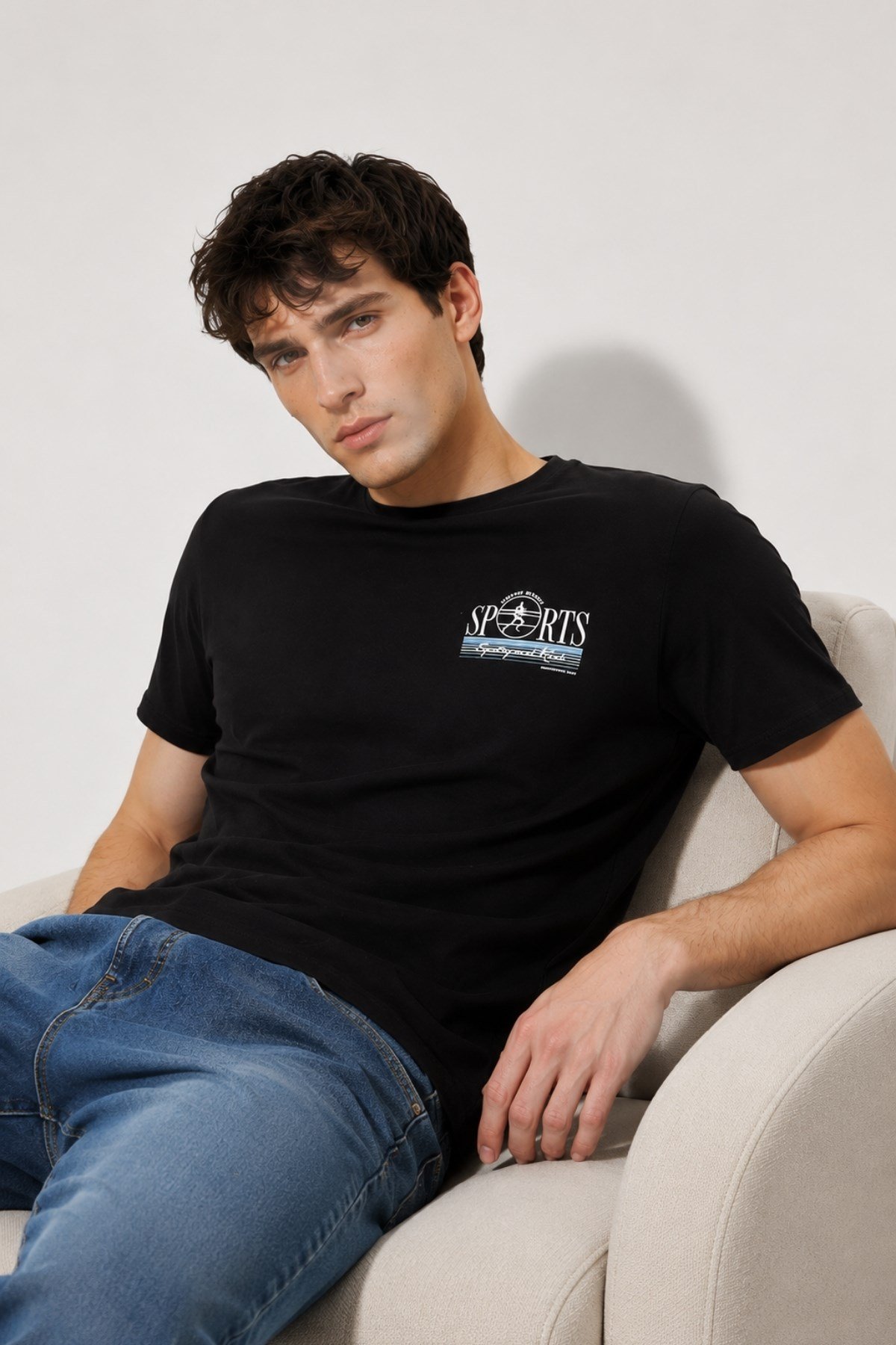 Erkek Yıkamalı Basic T-shirt Tişört %100 Pamuk Tişört