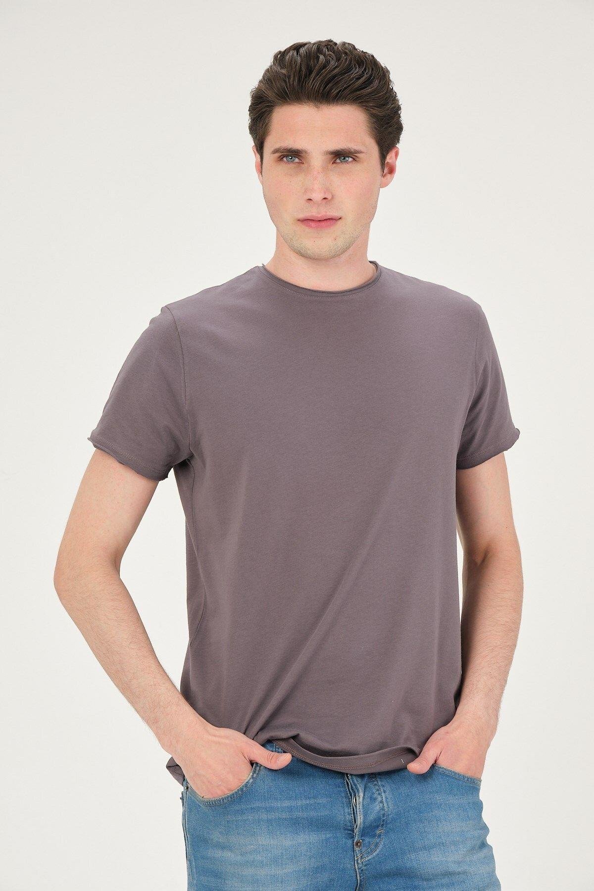 Erkek Yıkamalı Basic T-shirt Tişört %100 Pamuk Tişört