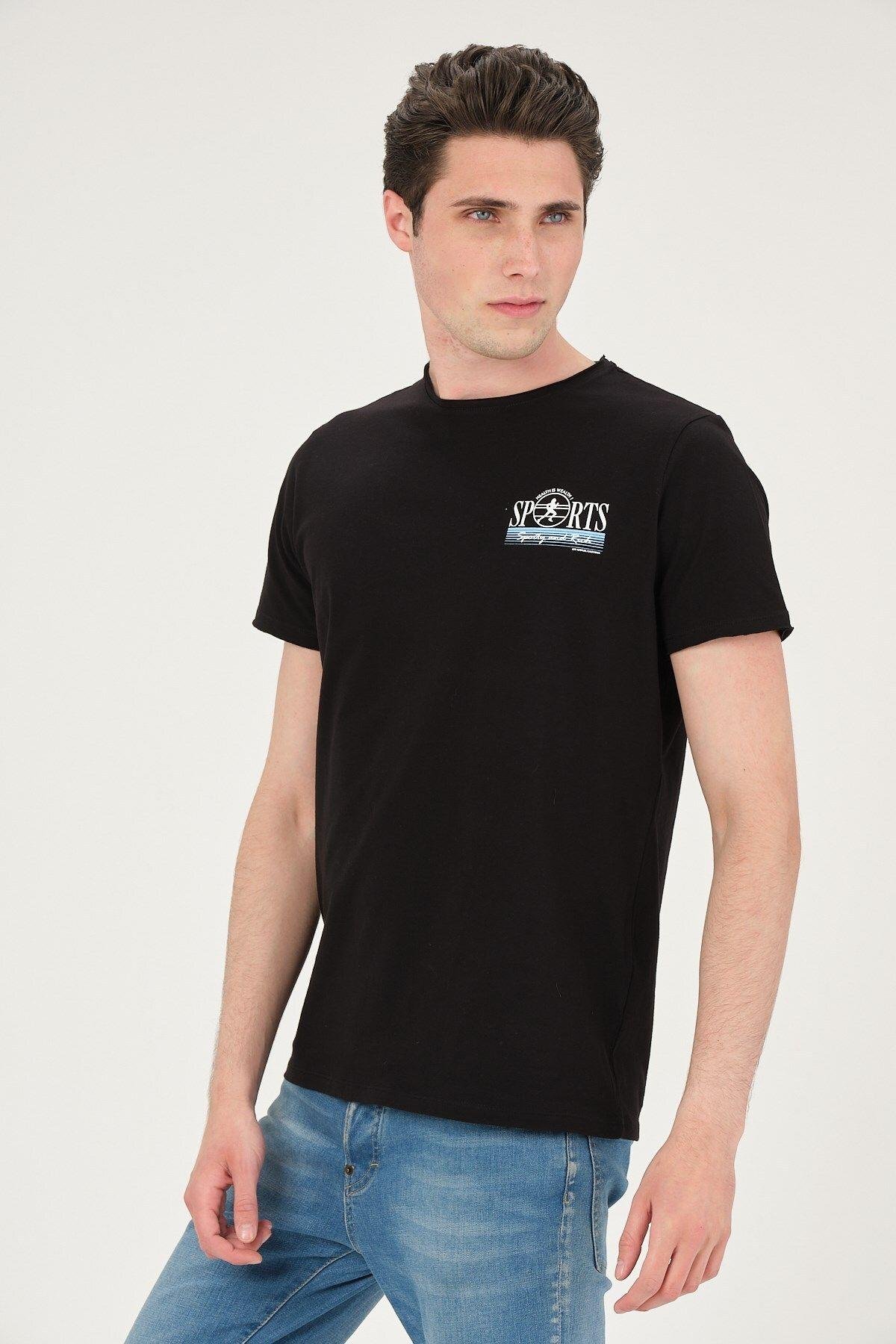 Erkek Yıkamalı Basic T-shirt Tişört %100 Pamuk Tişört