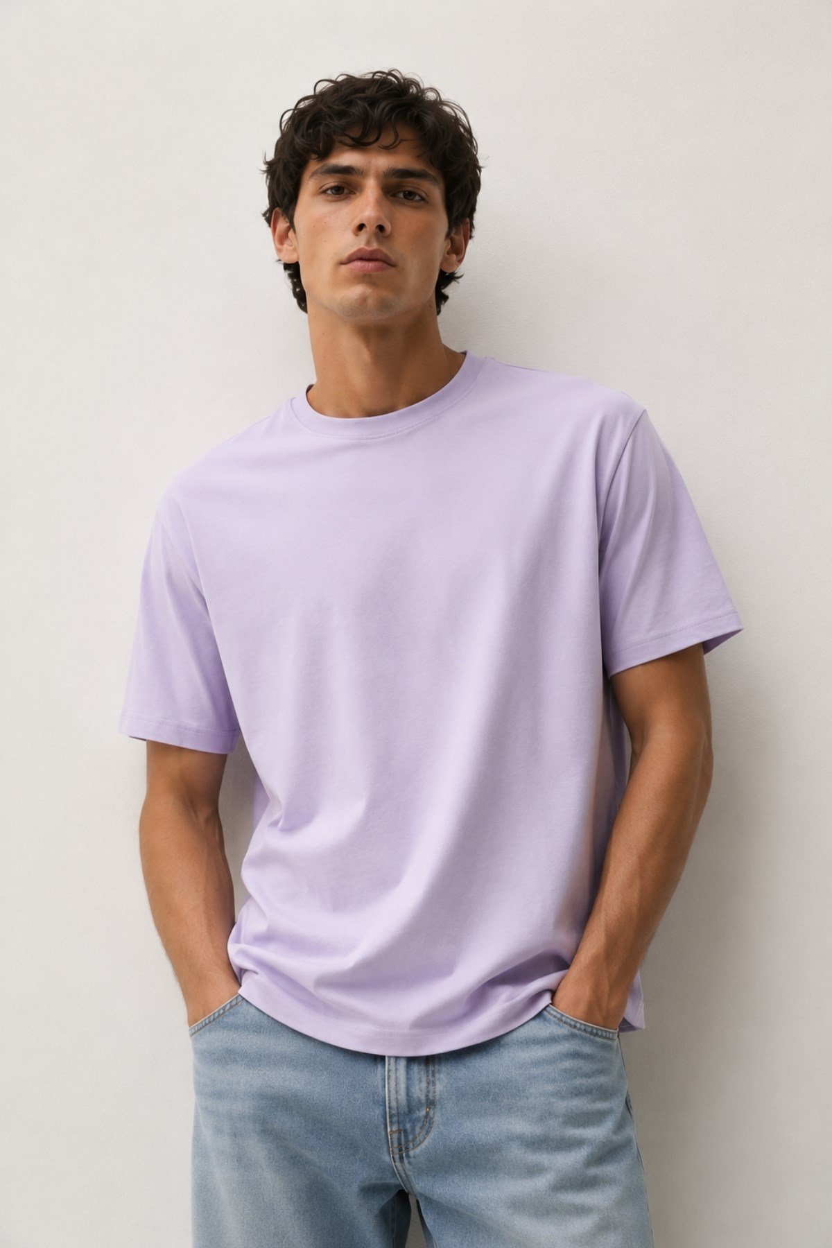 Erkek Yıkamalı Basic T-shirt Tişört %100 Pamuk Tişört