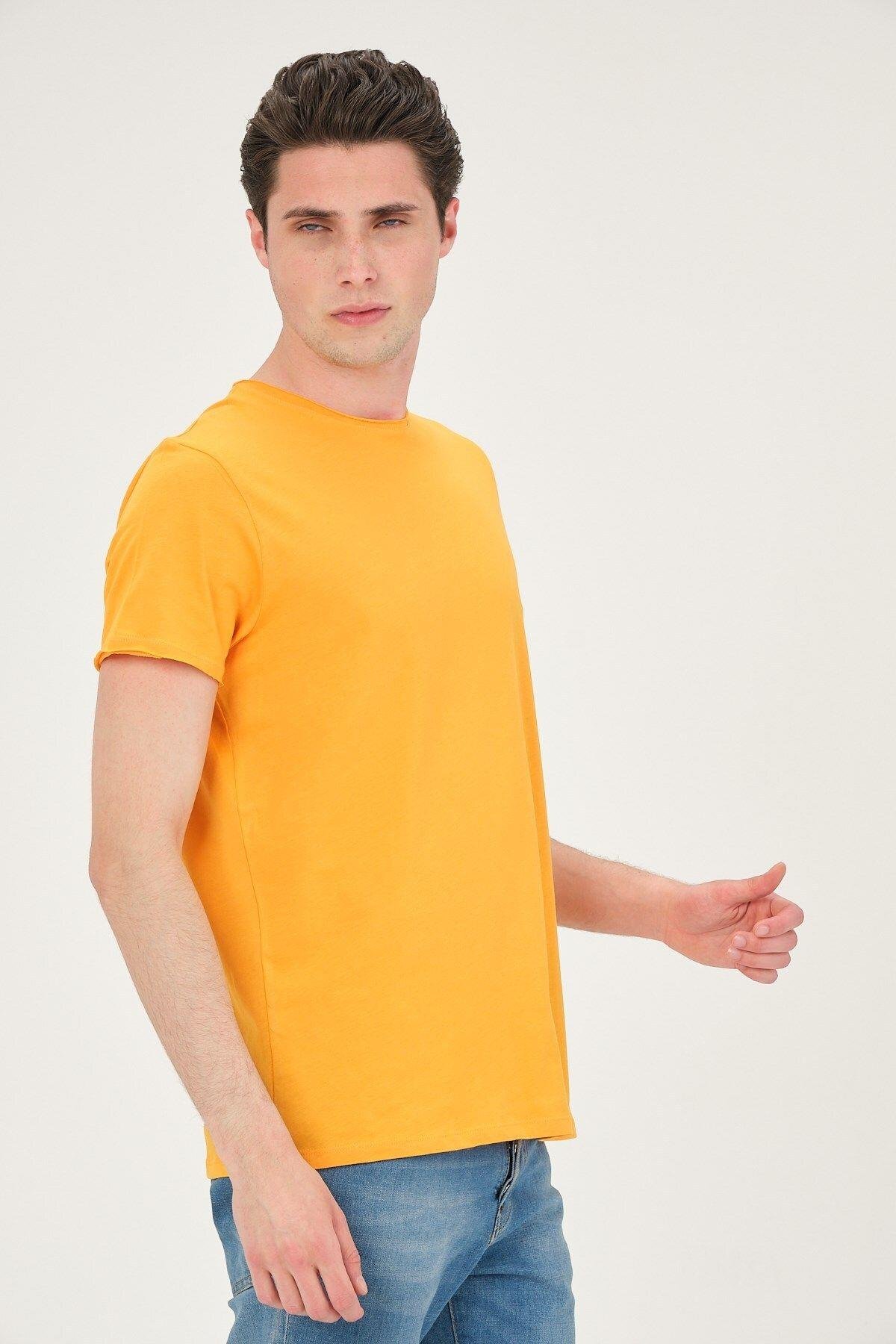 Erkek Yıkamalı Basic T-shirt Tişört %100 Pamuk Tişört