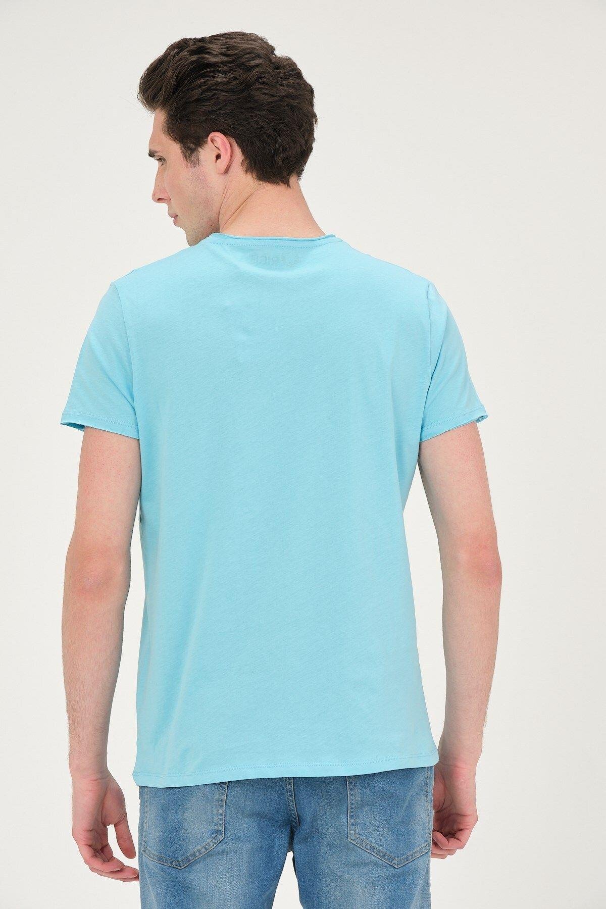 Erkek Yıkamalı Basic T-shirt Tişört %100 Pamuk Tişört