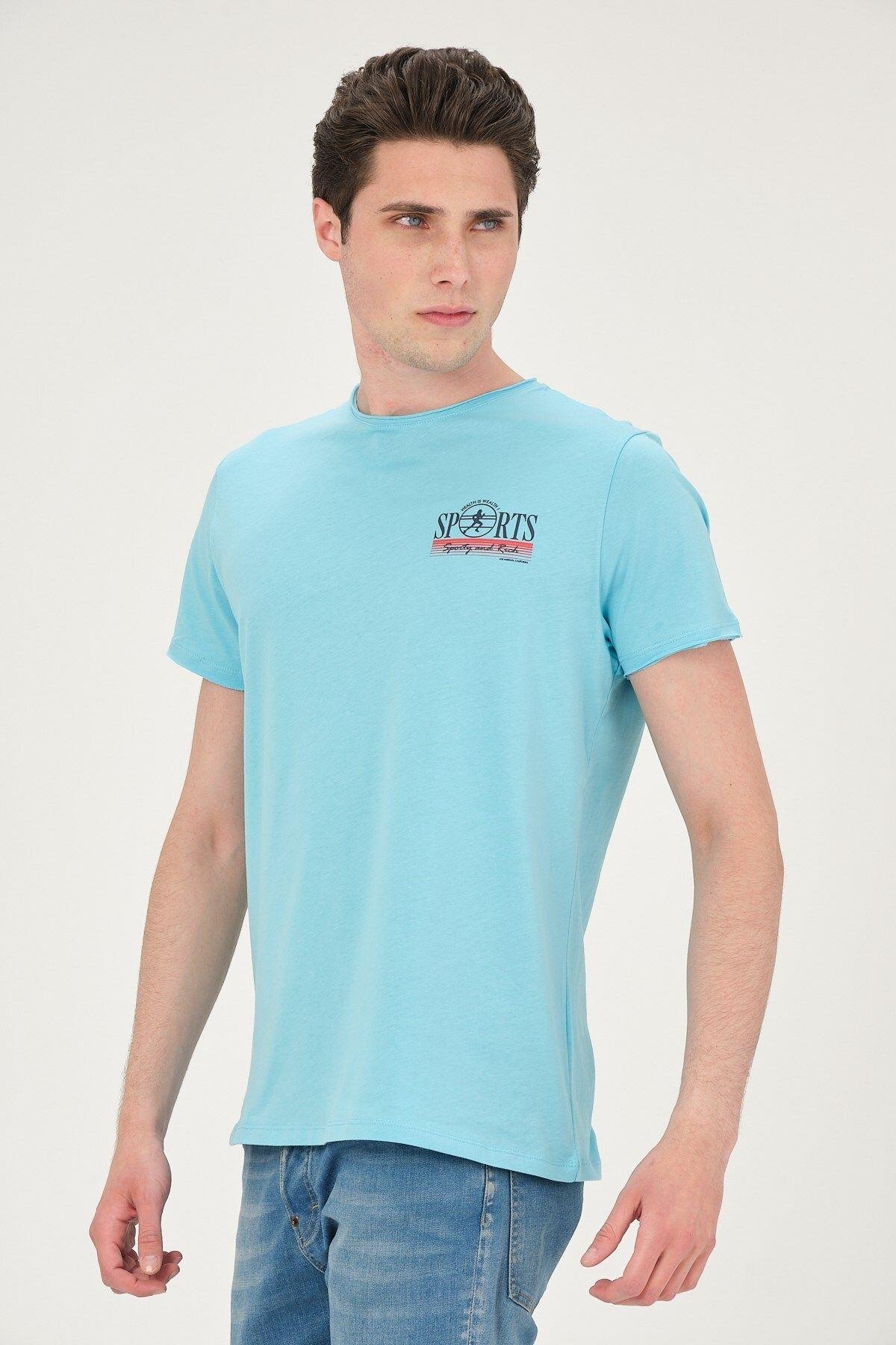Erkek Yıkamalı Basic T-shirt Tişört %100 Pamuk Tişört