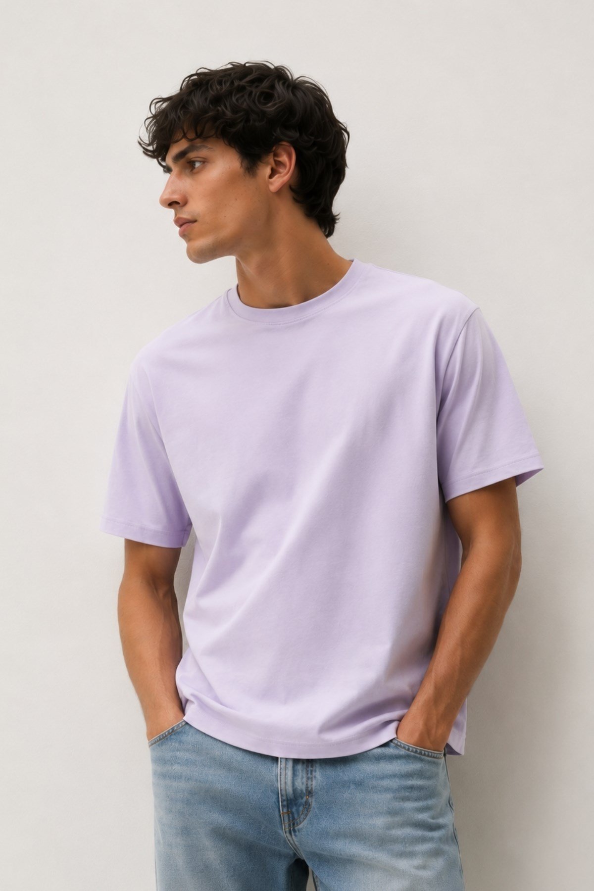 Erkek Yıkamalı Basic T-shirt Tişört %100 Pamuk Tişört