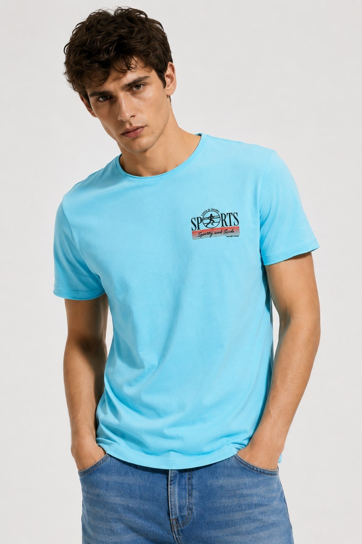 Erkek Yıkamalı Basic T-shirt Tişört %100 Pamuk Tişört