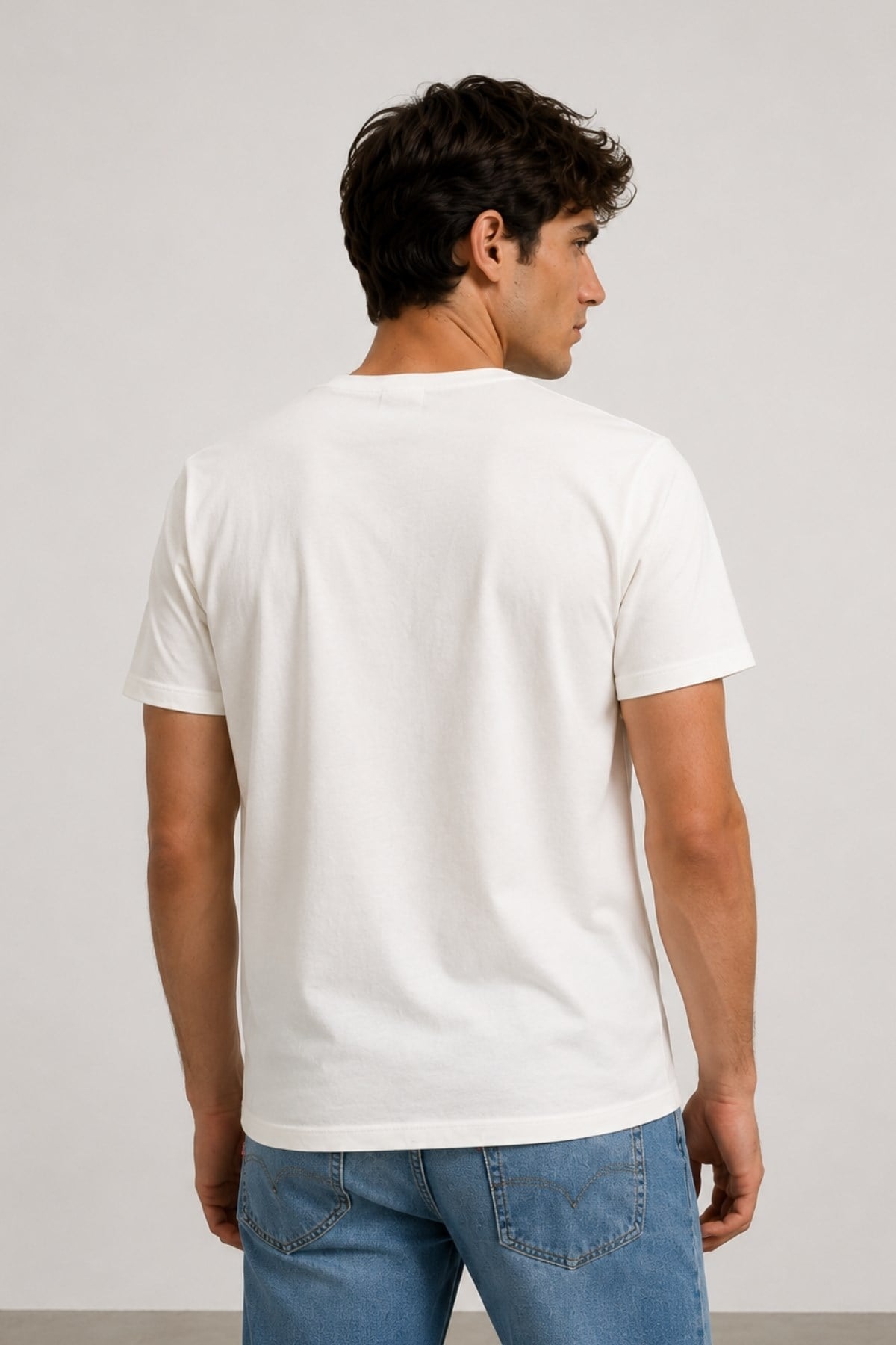 Erkek Yıkamalı Basic T-shirt Tişört %100 Pamuk Tişört