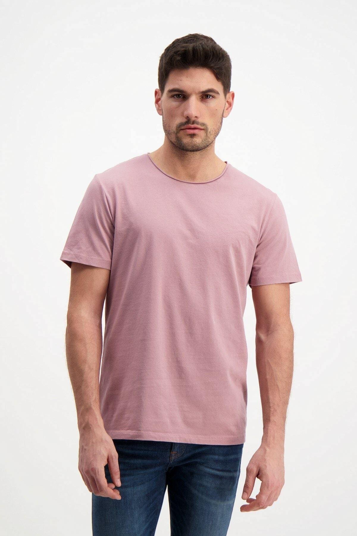 Gül Kurusu Erkek Yıkamalı Basic T-shirt