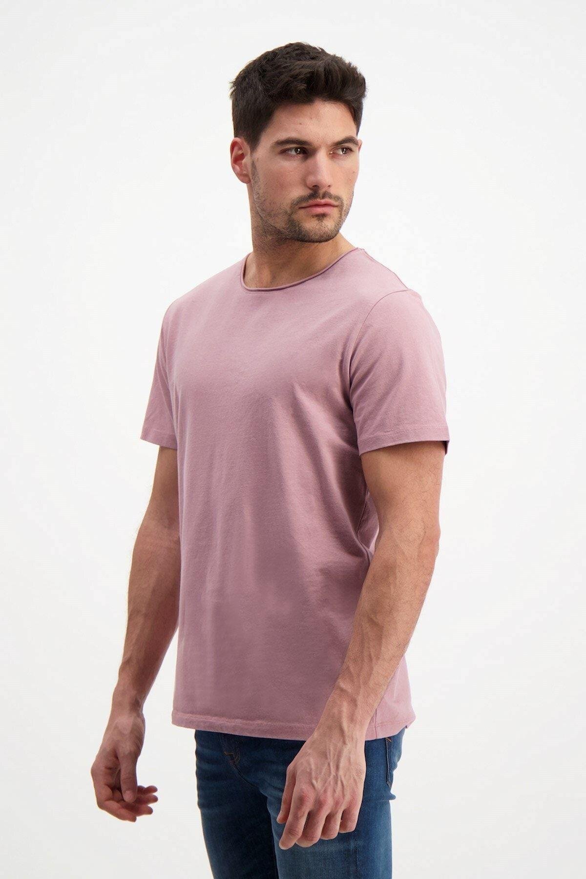 Gül Kurusu Erkek Yıkamalı Basic T-shirt