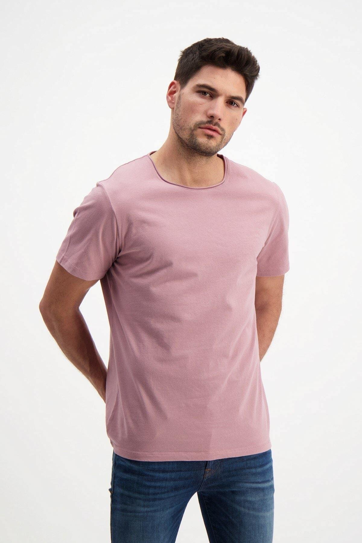 Gül Kurusu Erkek Yıkamalı Basic T-shirt