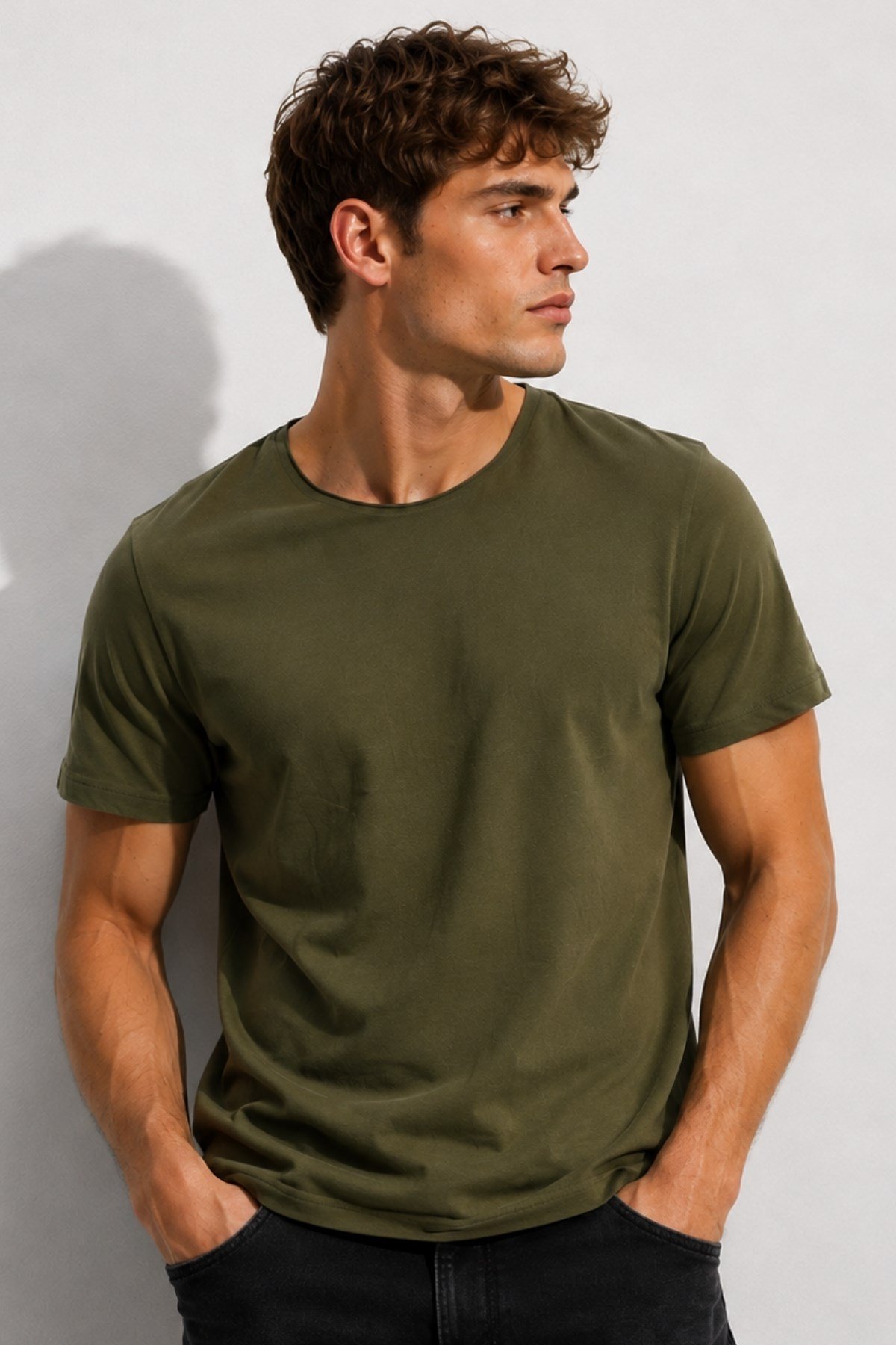 Haki Erkek Basic T-shirt