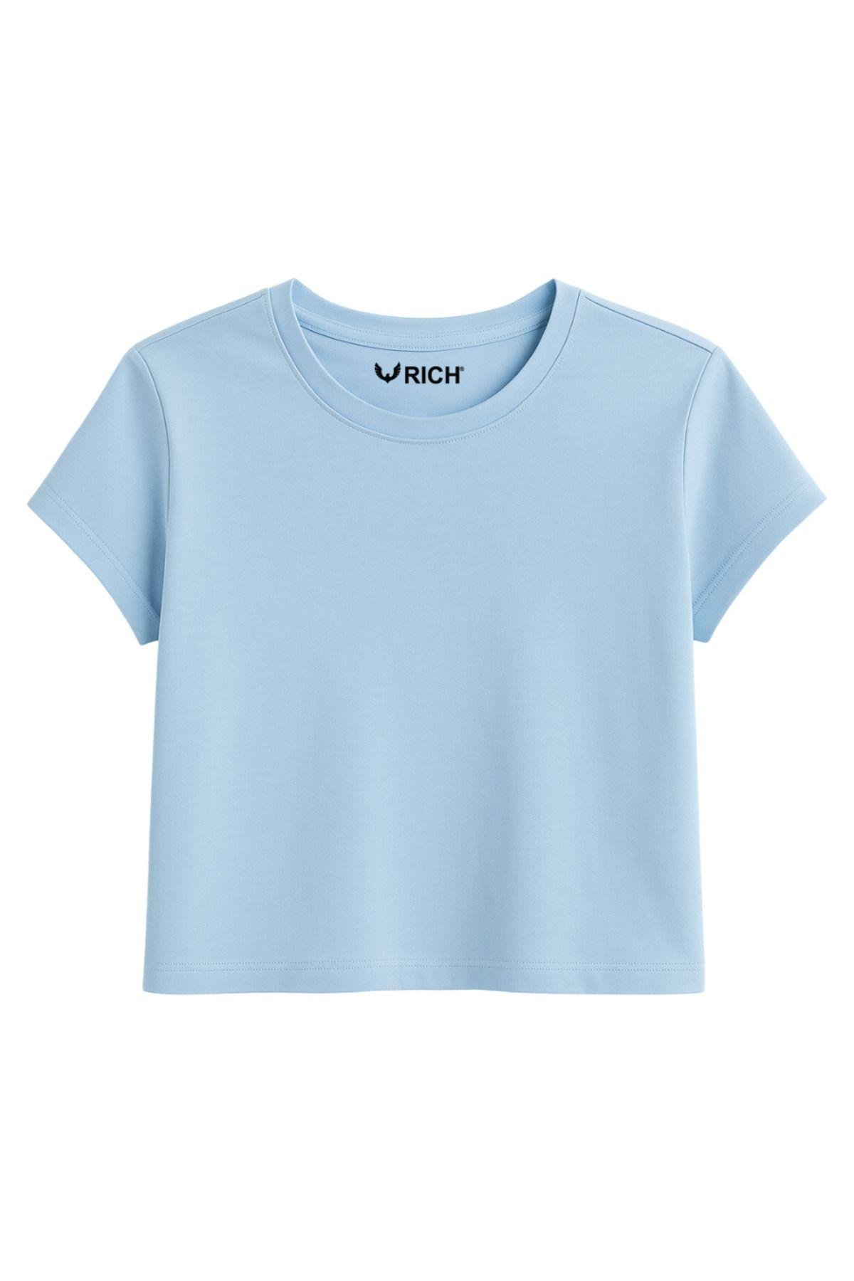 Kadın 4'lü Paket Oversize Crop Tişört %100 Pamuk Bisiklet Yaka T-Shirt