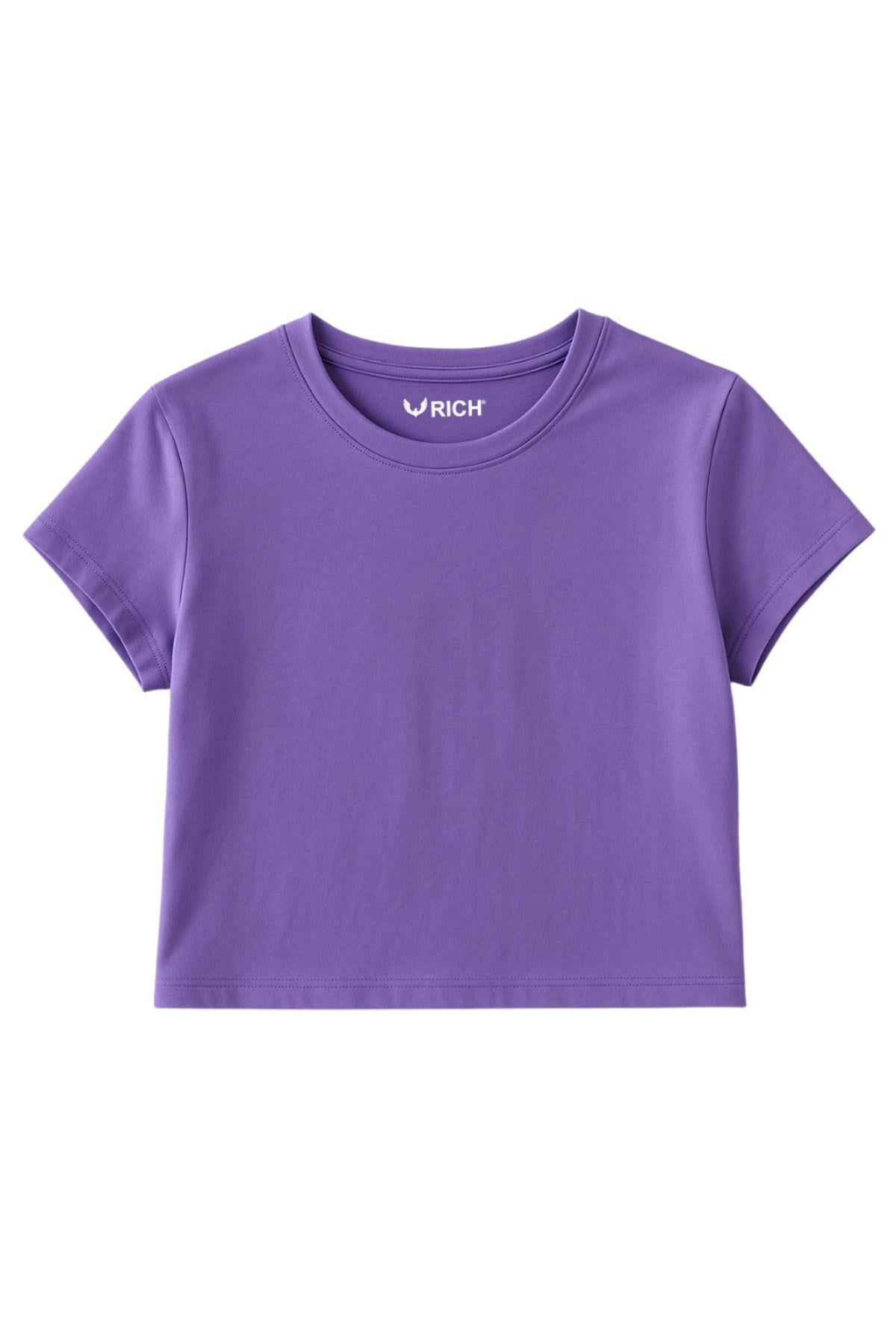 Kadın 4'lü Paket Oversize Crop Tişört %100 Pamuk Bisiklet Yaka T-Shirt