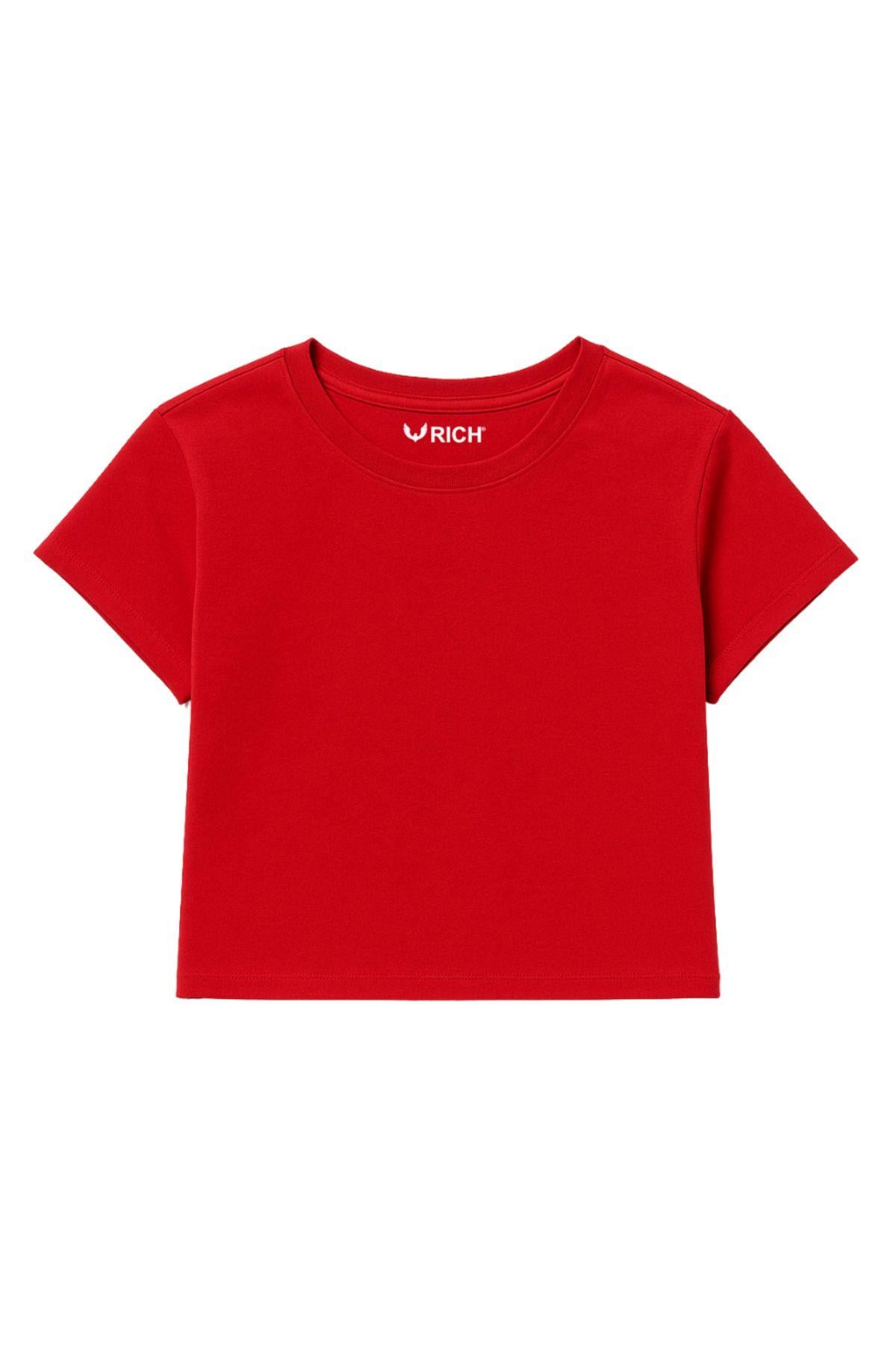 Kadın 4'lü Paket Oversize Crop Tişört %100 Pamuk Bisiklet Yaka T-Shirt