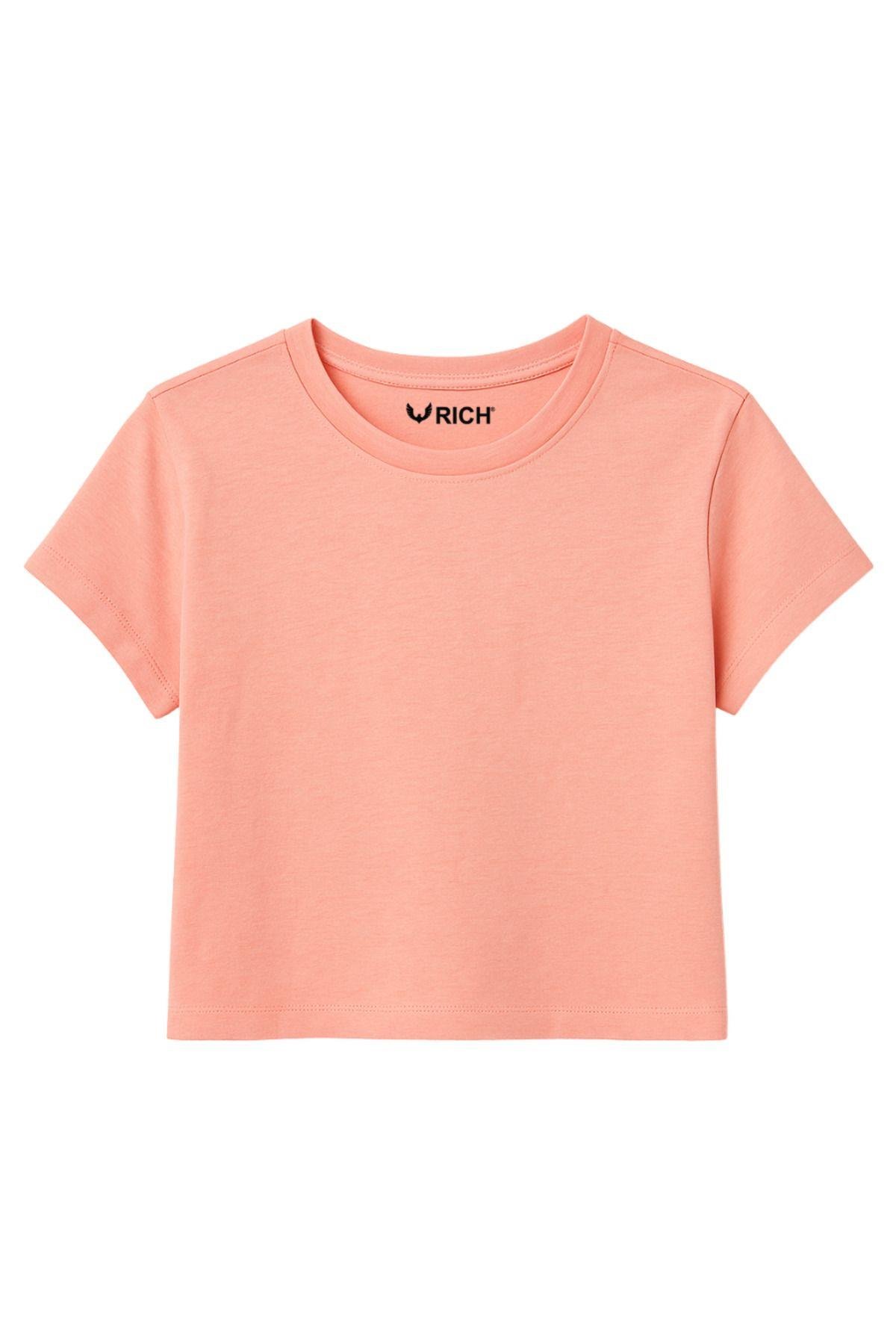 Kadın 4'lü Paket Oversize Crop Tişört %100 Pamuk Bisiklet Yaka T-Shirt