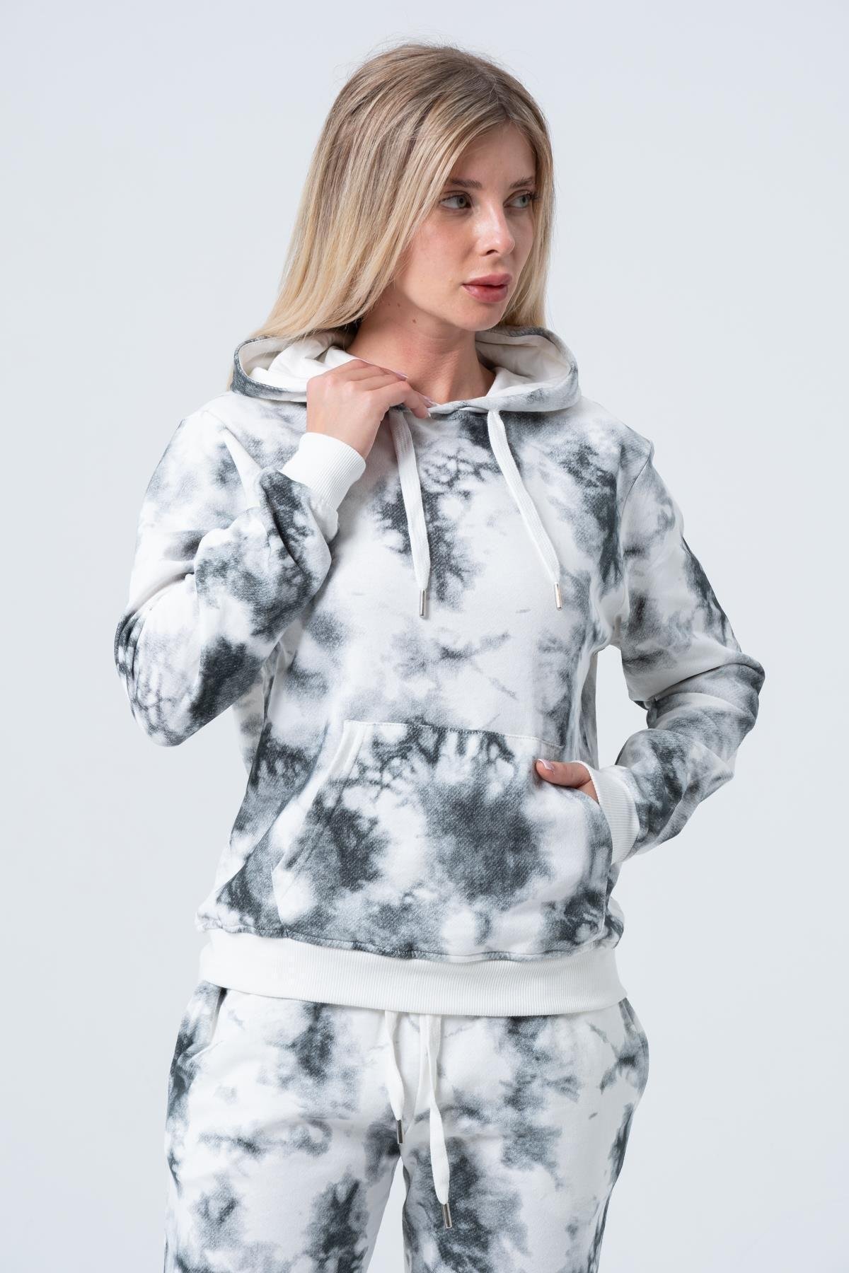 Kadın Batik Kapüşonlu Sweatshirt