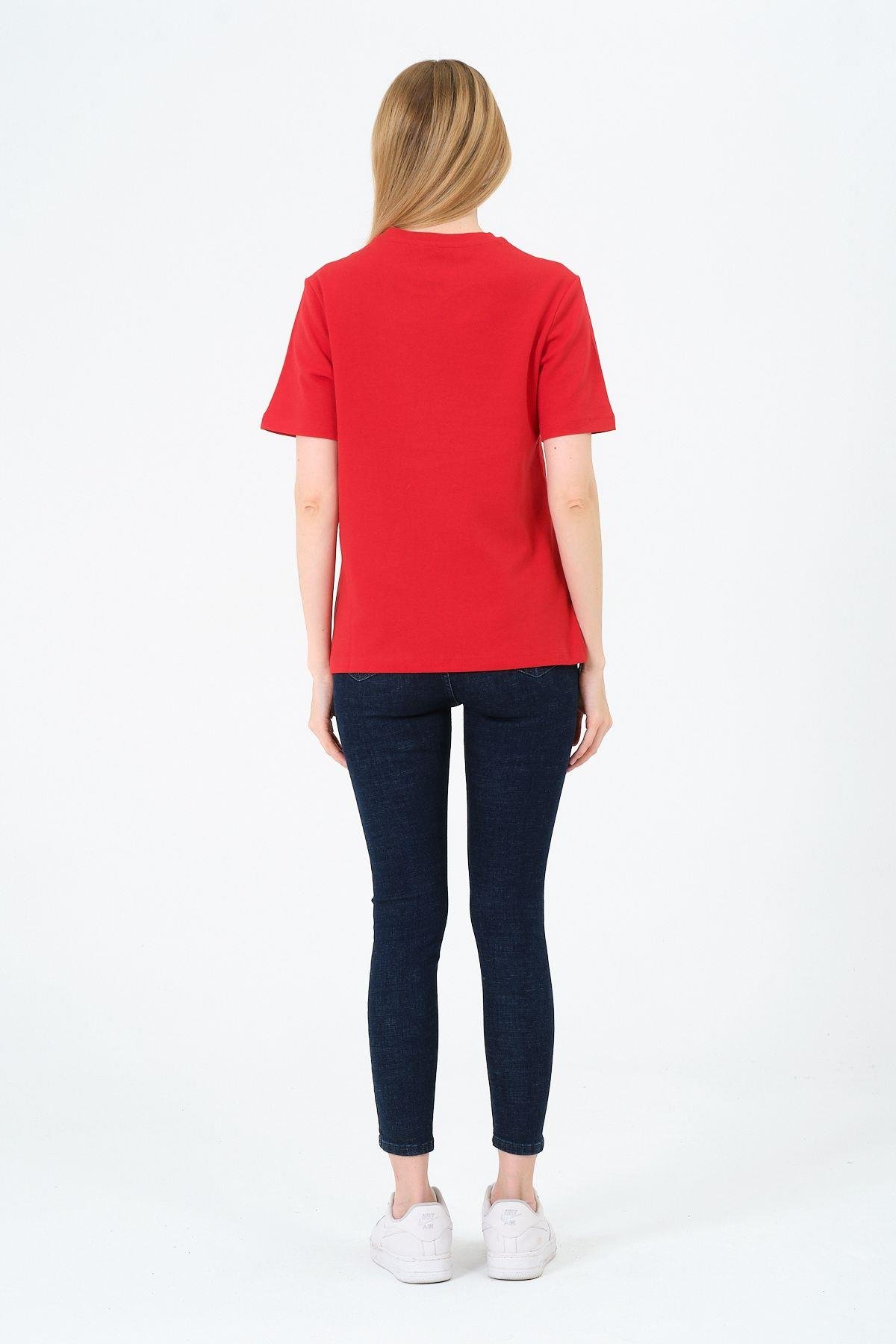 Kadın Bisiklet Yaka Kısa Kollu  Basic T-Shirt - İnterlok Kumaş