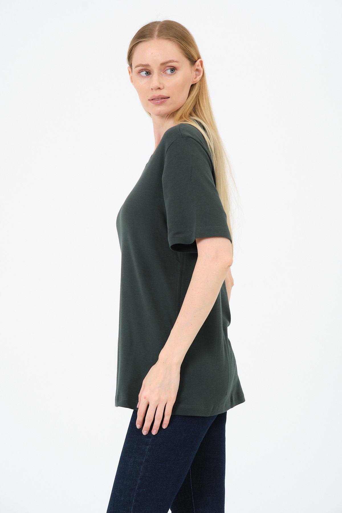 Kadın Bisiklet Yaka Kısa Kollu  Basic T-Shirt - İnterlok Kumaş