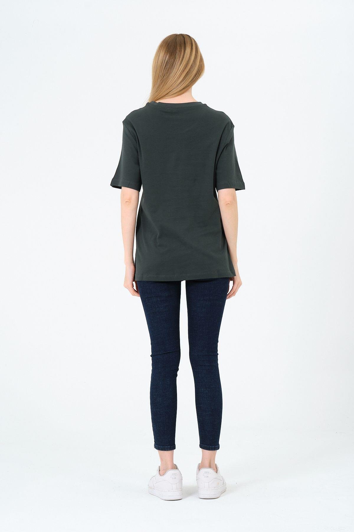 Kadın Bisiklet Yaka Kısa Kollu  Basic T-Shirt - İnterlok Kumaş