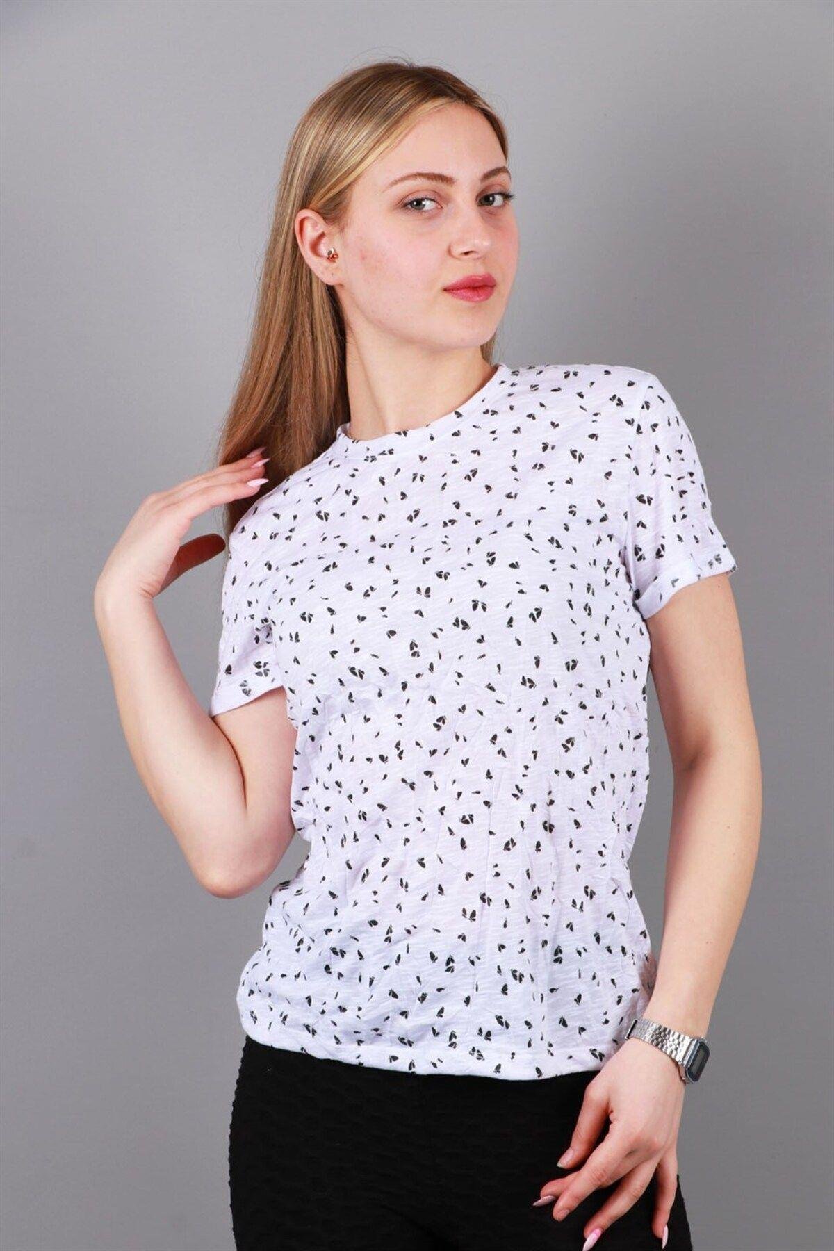 Kadın Bisiklet Yaka T-shirt Tşört