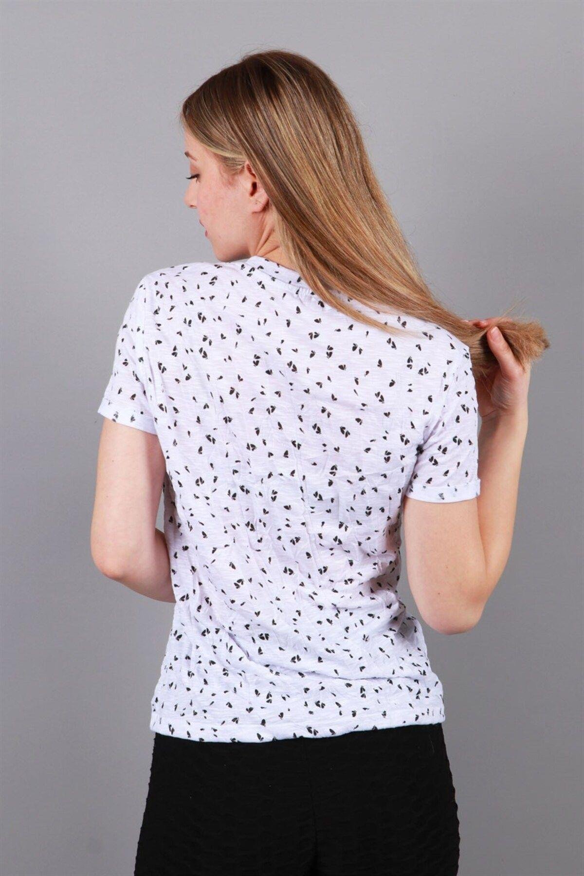 Kadın Bisiklet Yaka T-shirt Tşört