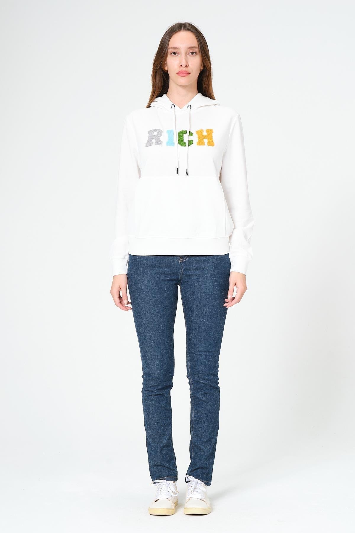 Kadın Kapüşonlu Süzüne Baskılı Sweatshirt
